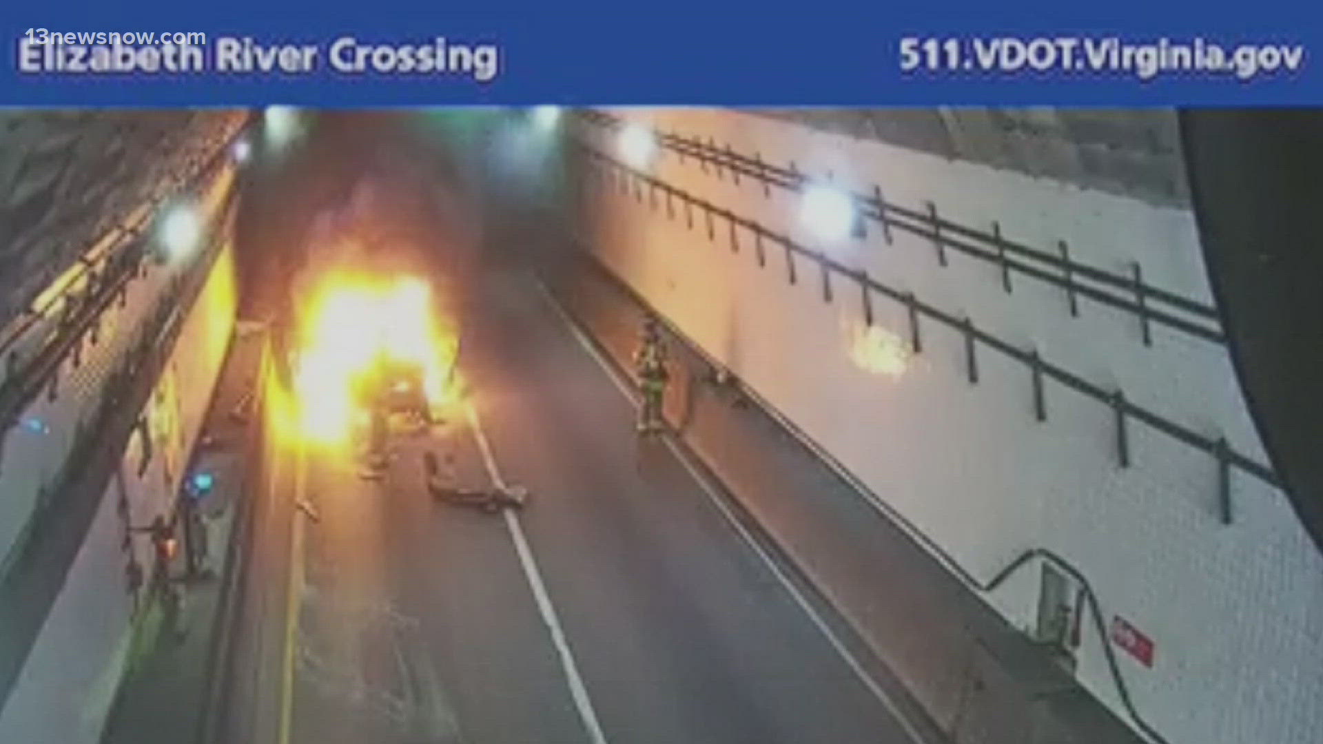 A vehicle fire in the eastbound Downtown Tunnel backed up traffic for miles. The fire happened sometime Tuesday afternoon on I-264 in Portsmouth inside the tunnel.