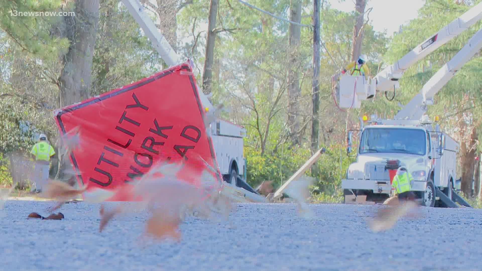 By Friday night, most of the outages were in Newport News and Hampton. It's bad timing for people bracing for one of the coldest days of the year.