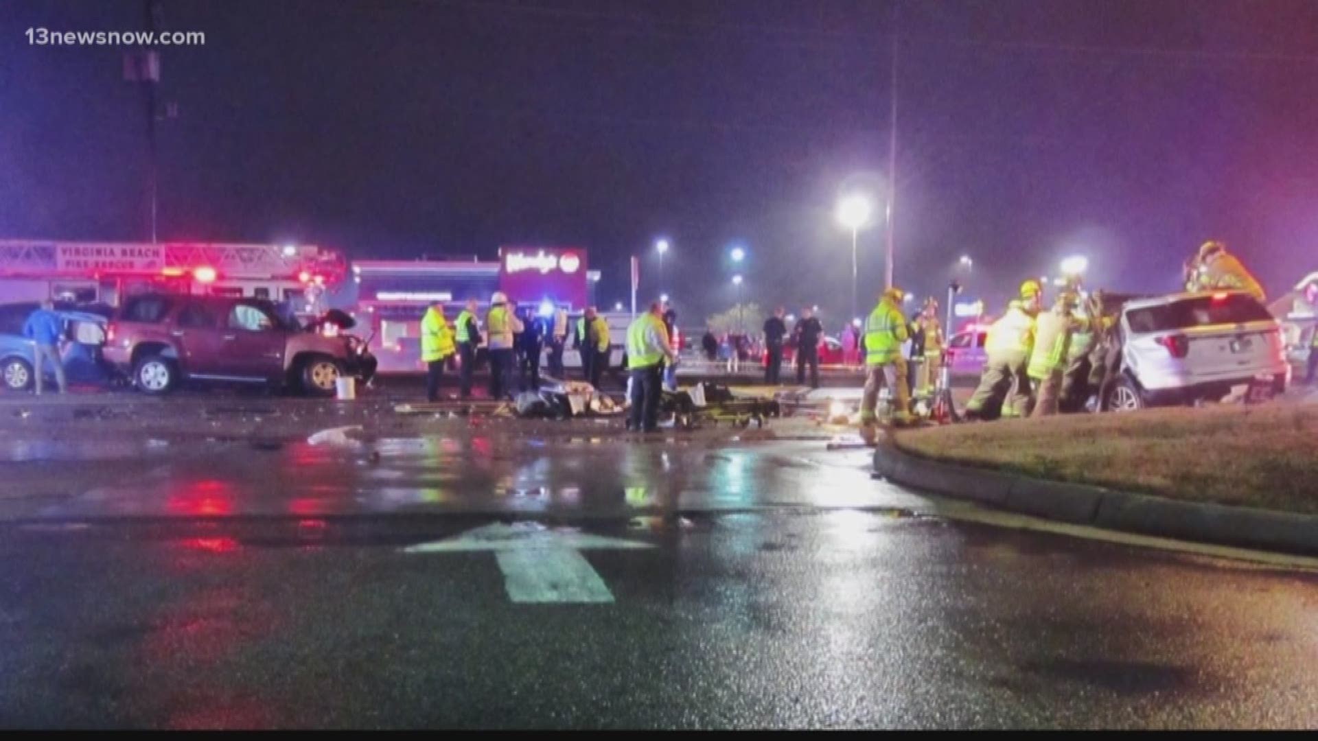 Virginia Beach police say that the 20-year-old who caused a three-car crash that left a 77-year-old man fighting for his life was trying to commit suicide.