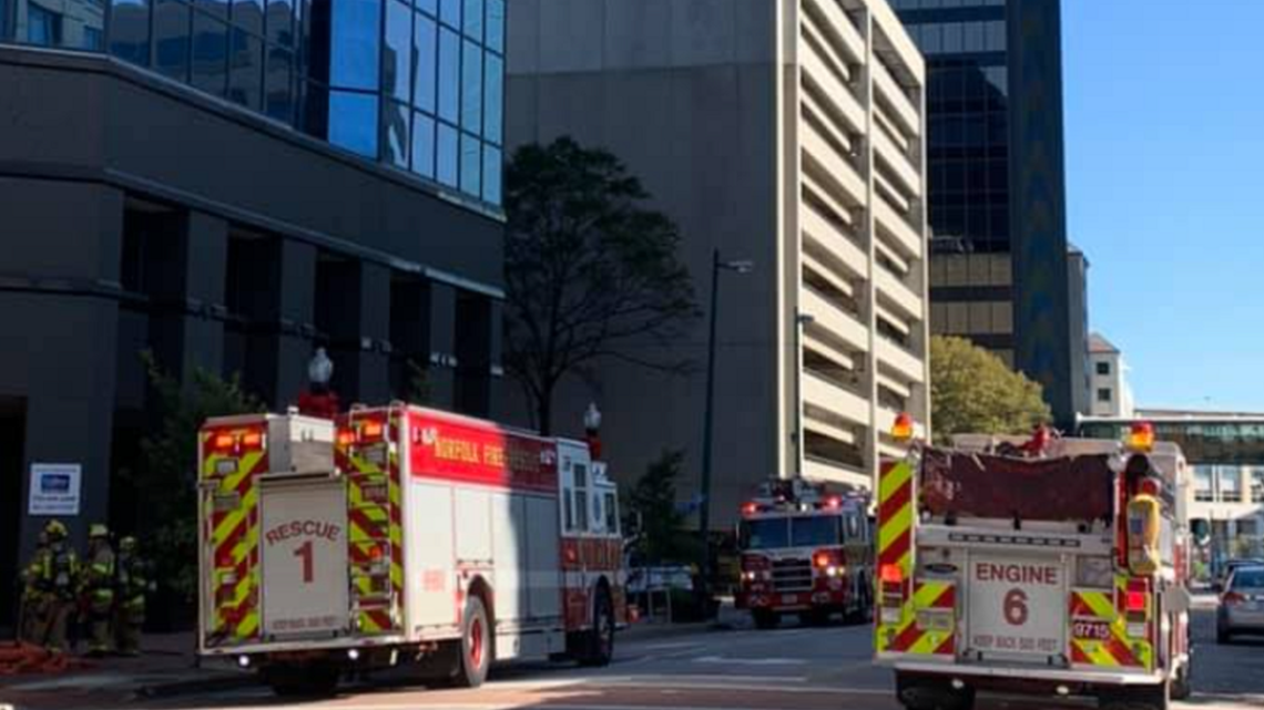 Firefighters respond to commercial highrise fire in Downtown Norfolk Firefighters respond to commercial highrise fire in Downtown Norfolk
