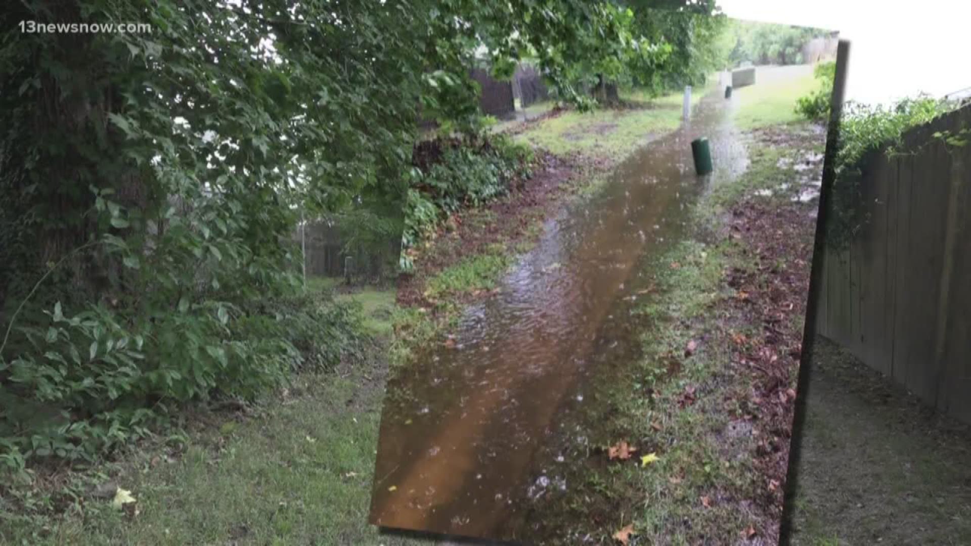 According to neighbors, the ditches flood when it rains, especially when it rains hard, because of debris build-up. The problem keeps getting worse.