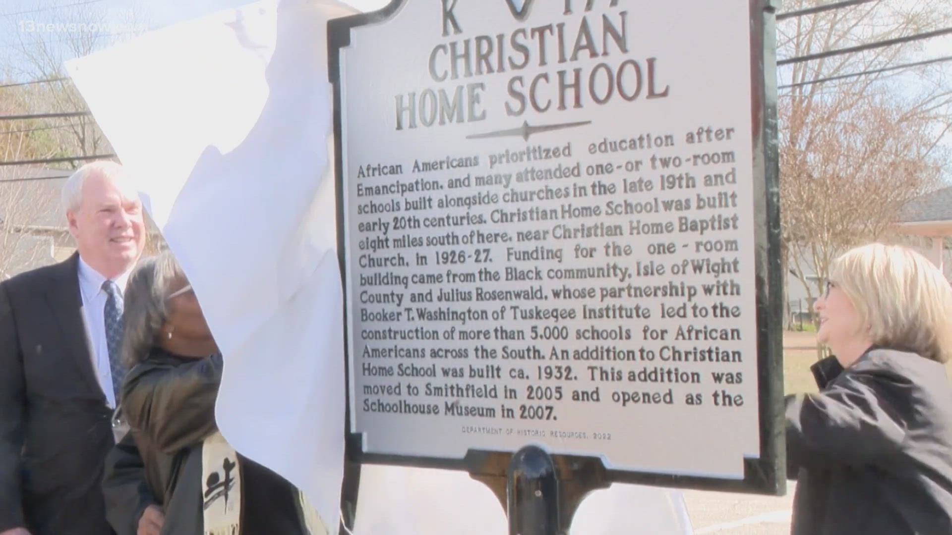 A nearly century-old schoolhouse was commemorated with a Historical Marker Sunday afternoon.