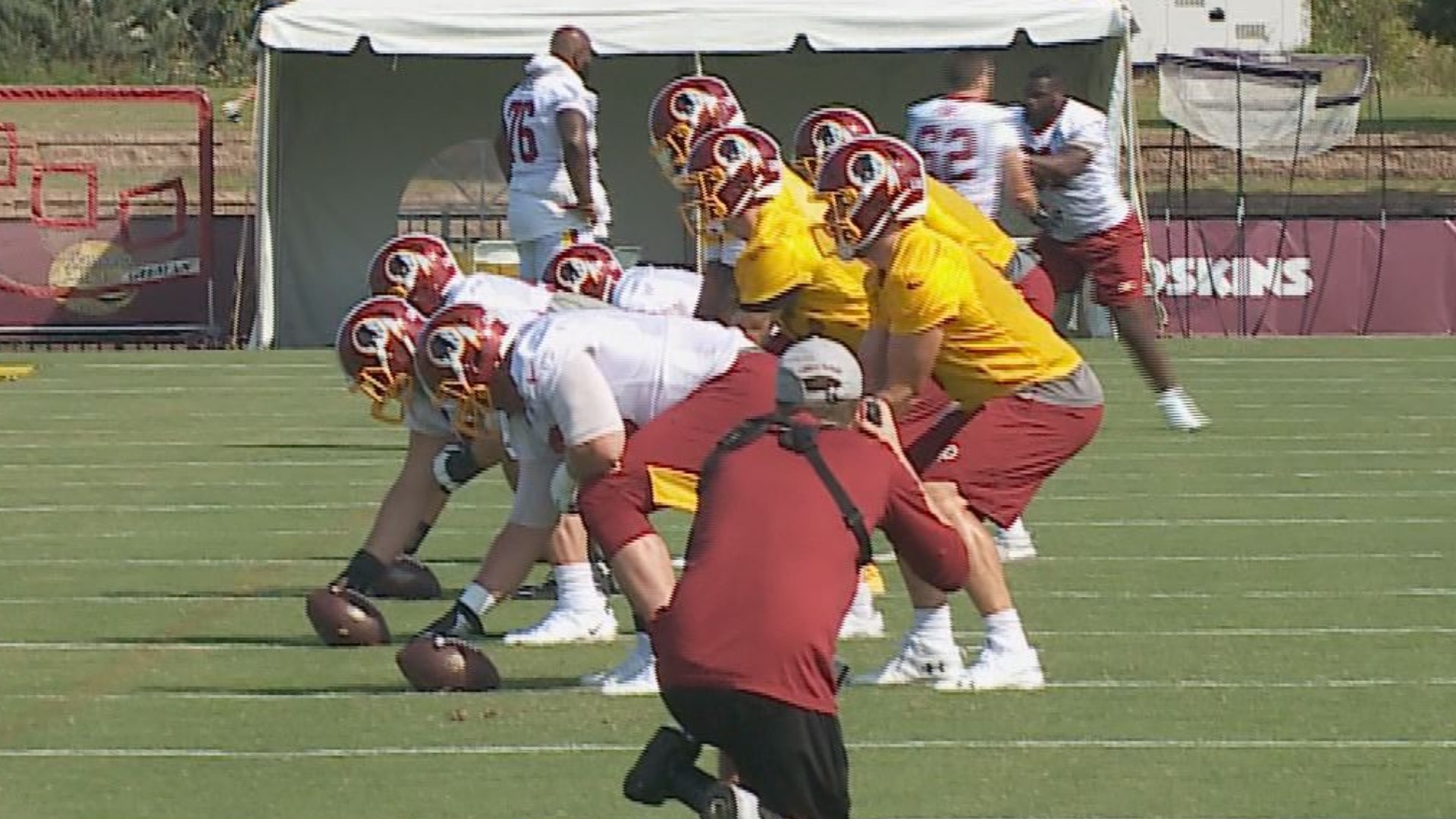 The three-way battle is between rookie, Dwayne Haskins and veterans, Colt McCoy and Case Keenum.