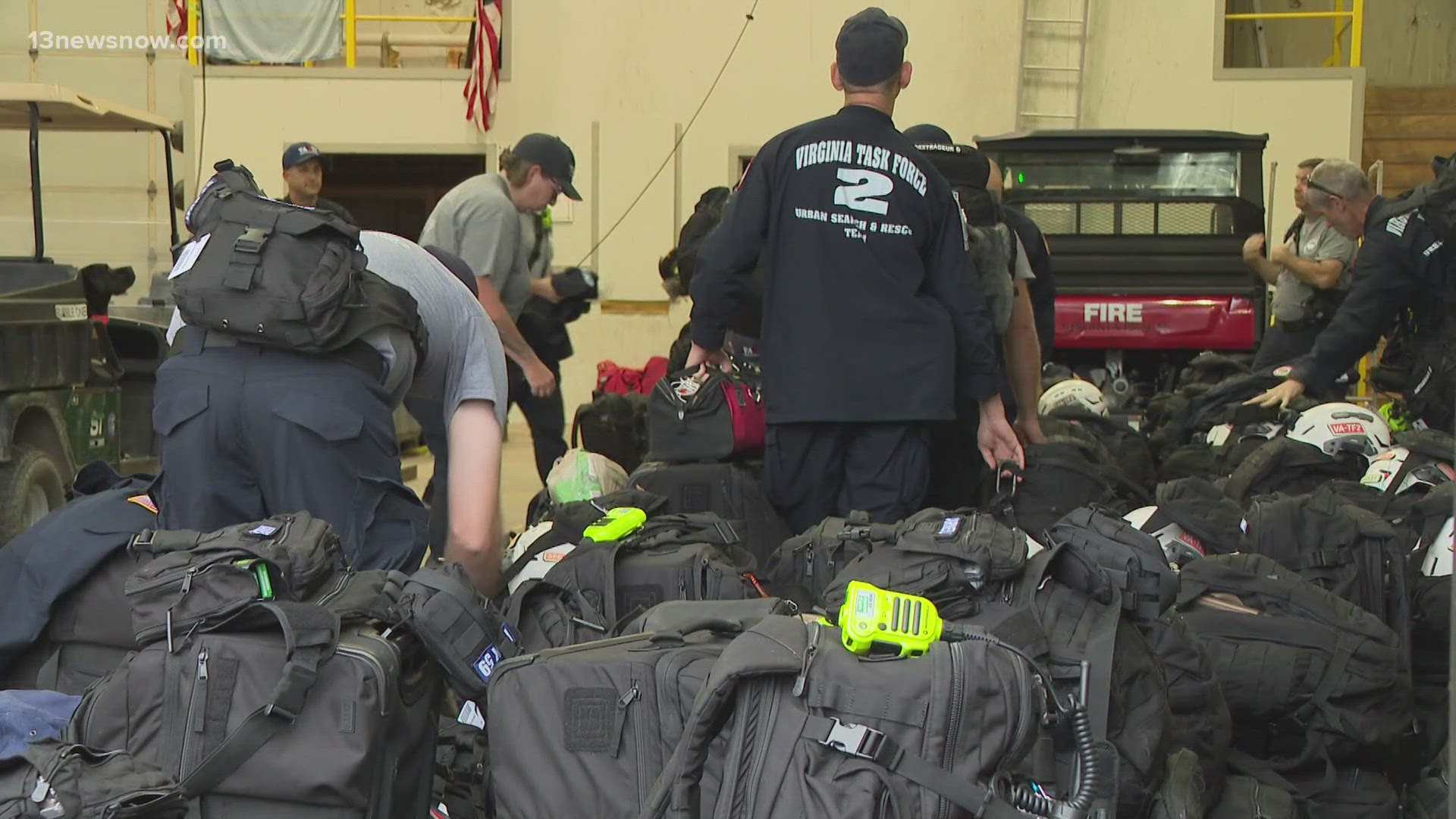 Eighty members of the search and rescue team left from Virginia Beach on Tuesday night. They'll meet up with FEMA and help local agencies wherever they're needed.