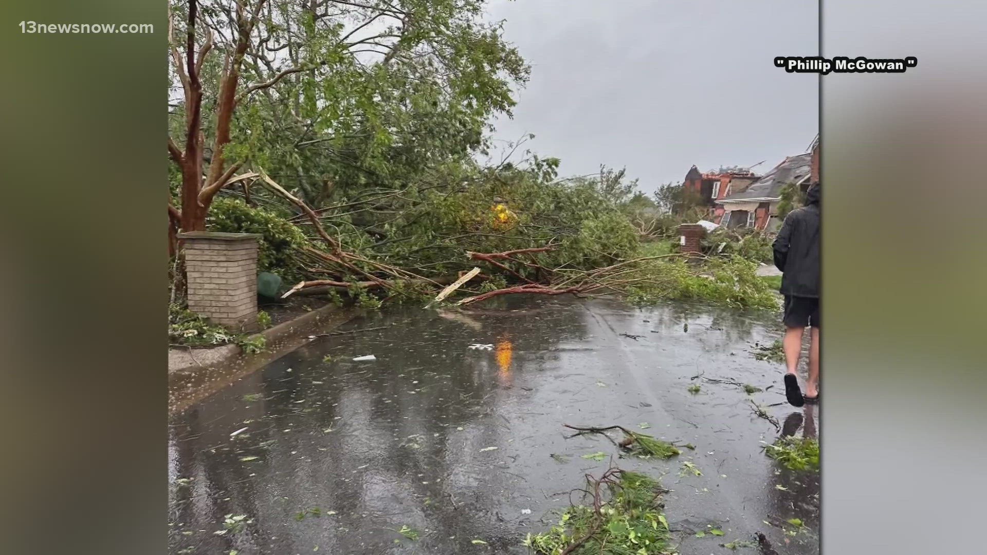 A local state of emergency has been declared after a confirmed tornado ripped through the Great Neck area of Virginia Beach Sunday night.