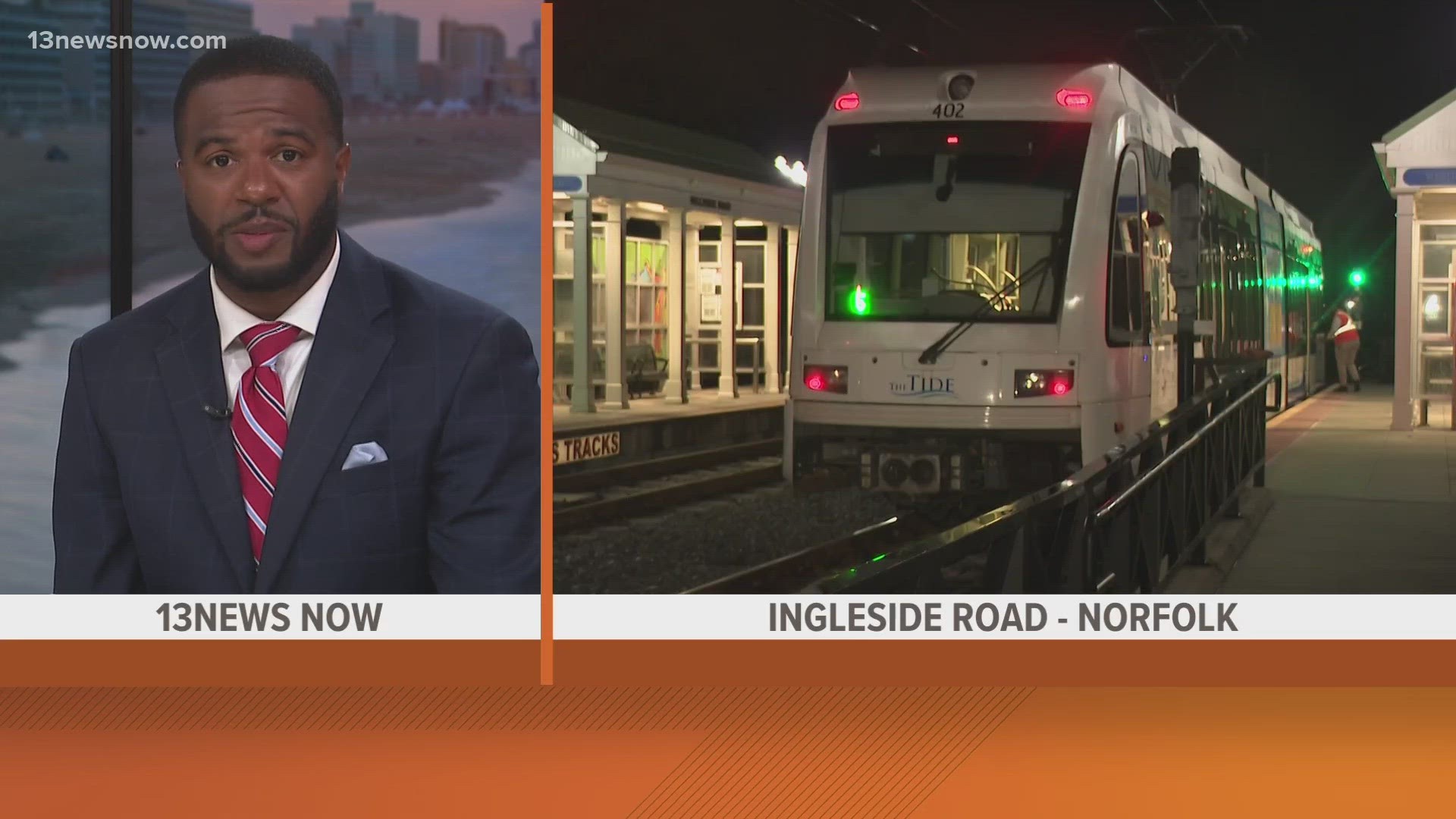 A man was hit by a Light Rail train in Norfolk at the Ingleside Road station around 10:30 p.m. Friday. Crews had to rescue the man from under the train.