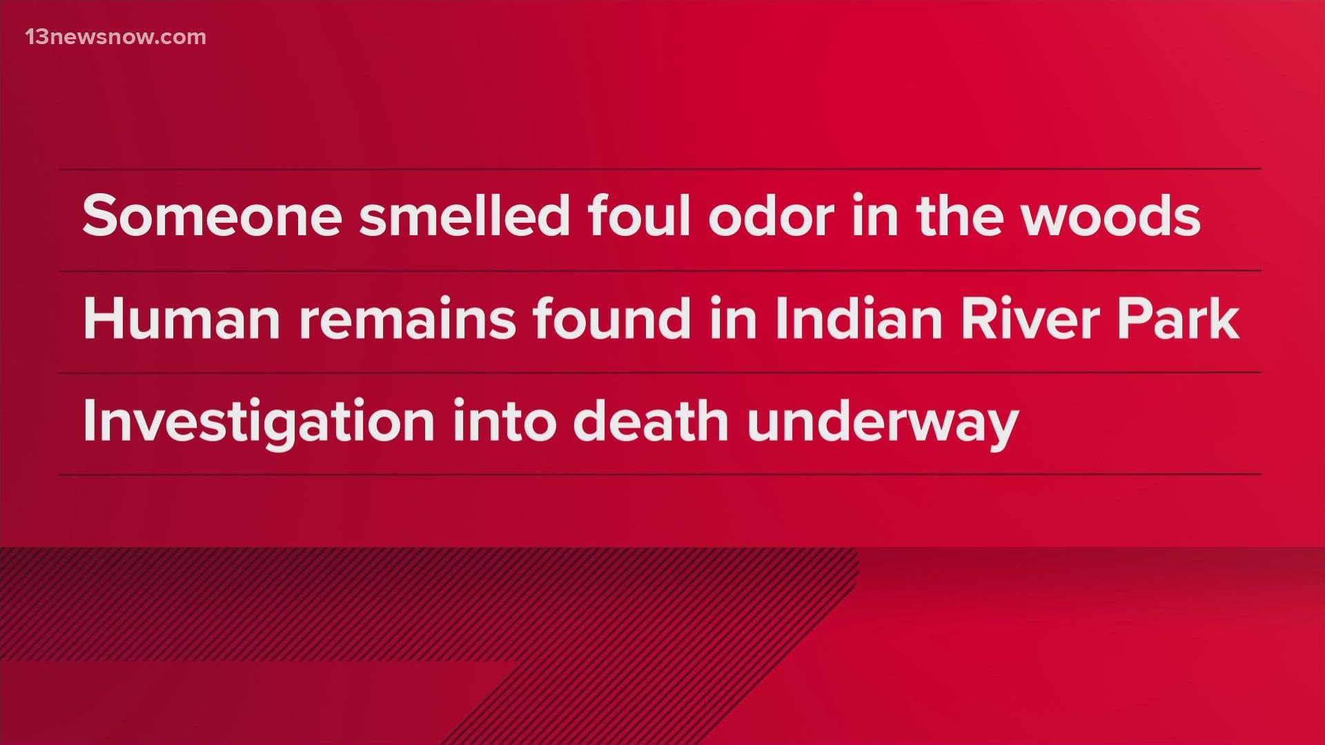 A spokesperson with the Chesapeake Police Dept. said someone called about a strong, foul odor near the wooded area behind a Volkswagen dealership.