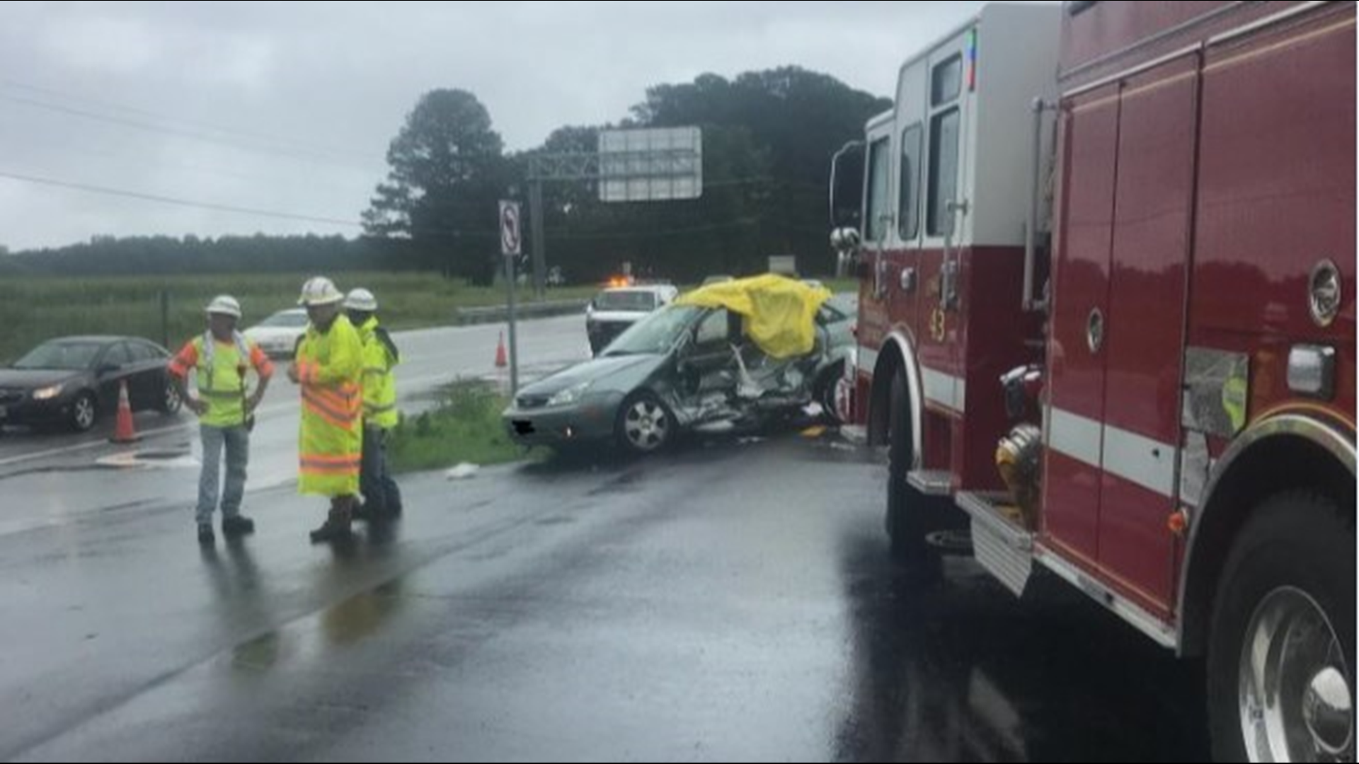 Driver dead after truck hits car stopped in middle of road in ...
