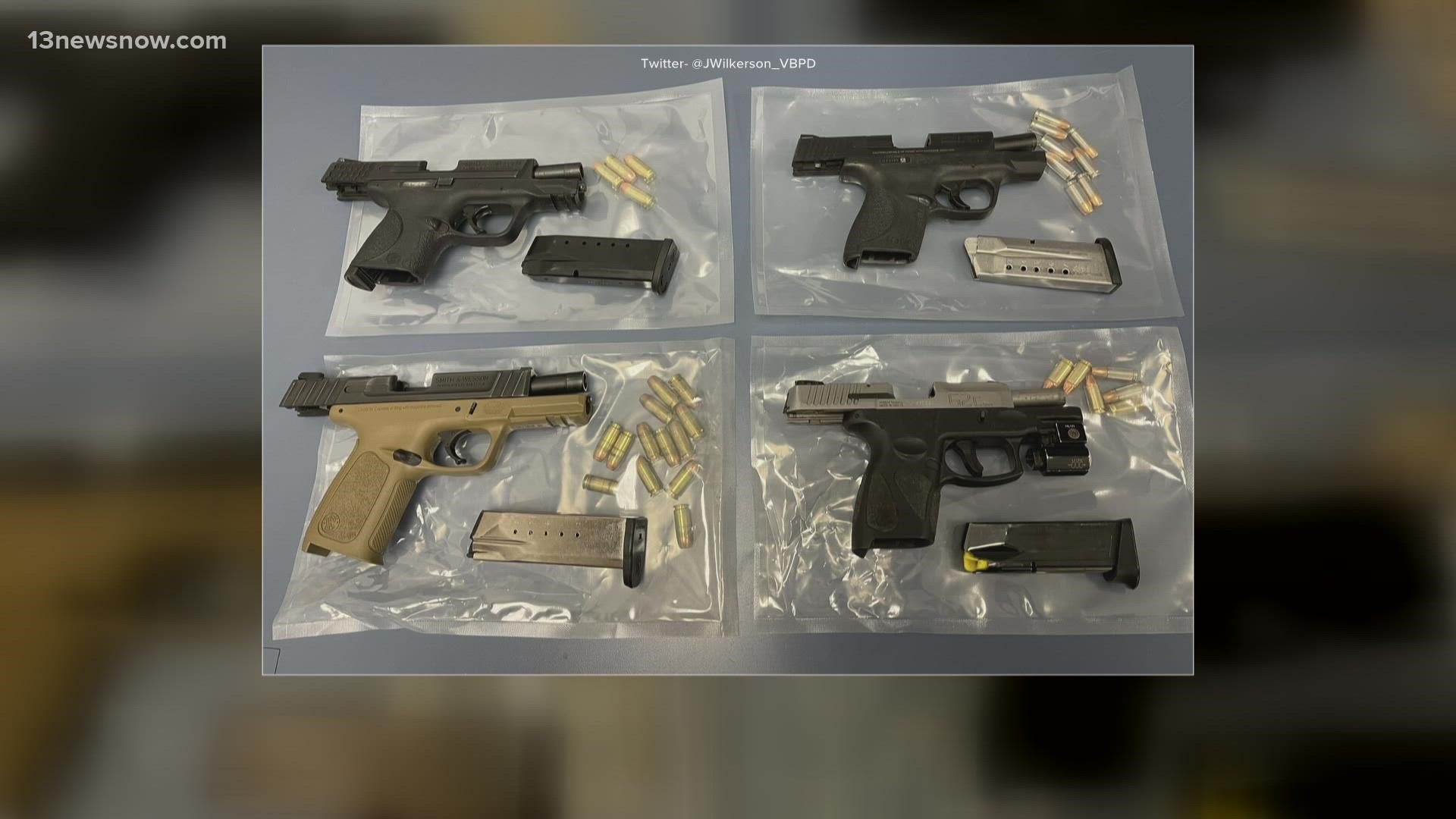 The Virginia Beach Police Department seized six illegal firearms, with two of them being possessed by underage people.