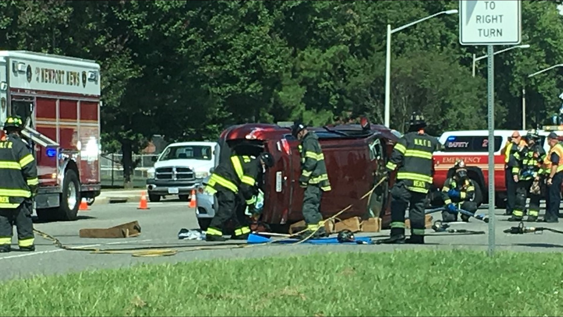 Firefighters rescue trapped car crash victim in Newport News