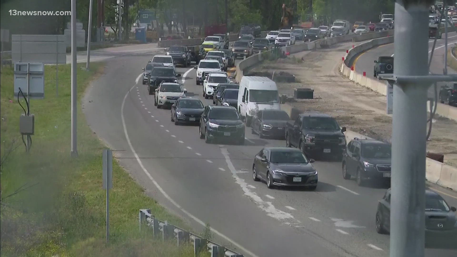 A multi-vehicle crash is causing major delays on Interstate 64 at the Hampton Roads Bridge Tunnel.