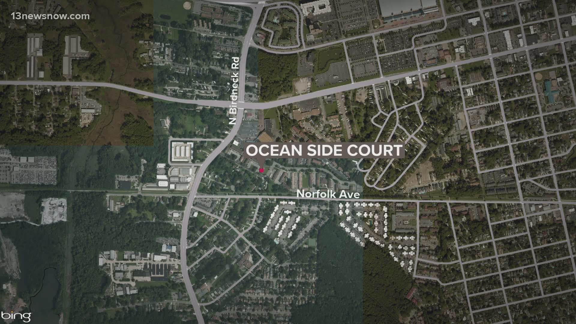 Virginia Beach Police say they were called to the 100 block of Ocean Side Court around 6:47 p.m. after receiving several calls about a gunshot wound.