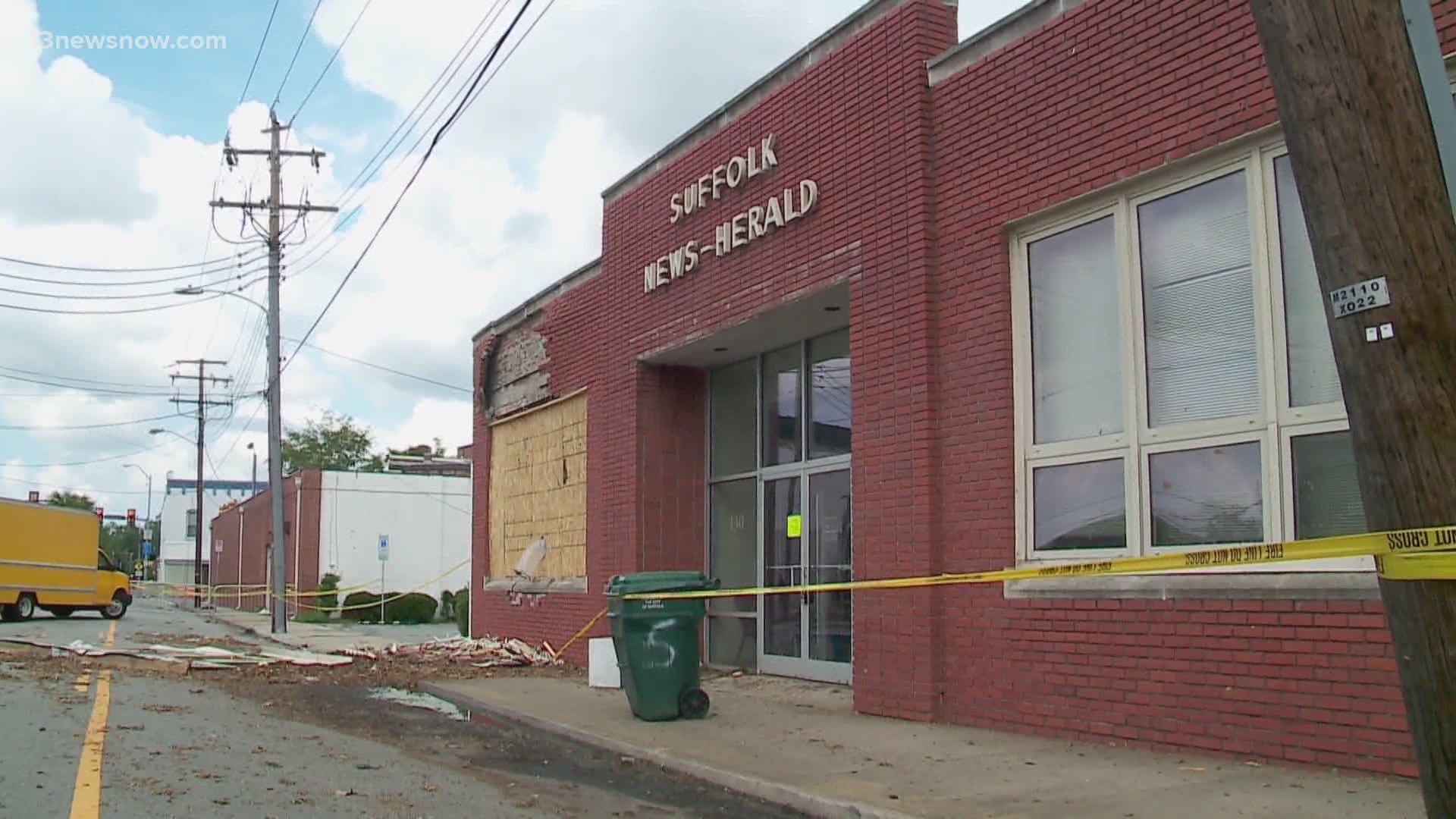 The Suffolk News-Herald is one of the many businesses whose employees are forced to work from home or at another building after a tornado hit on Tuesday.