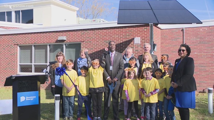 Dominion Energy visits Gloucester County school o install solar panel