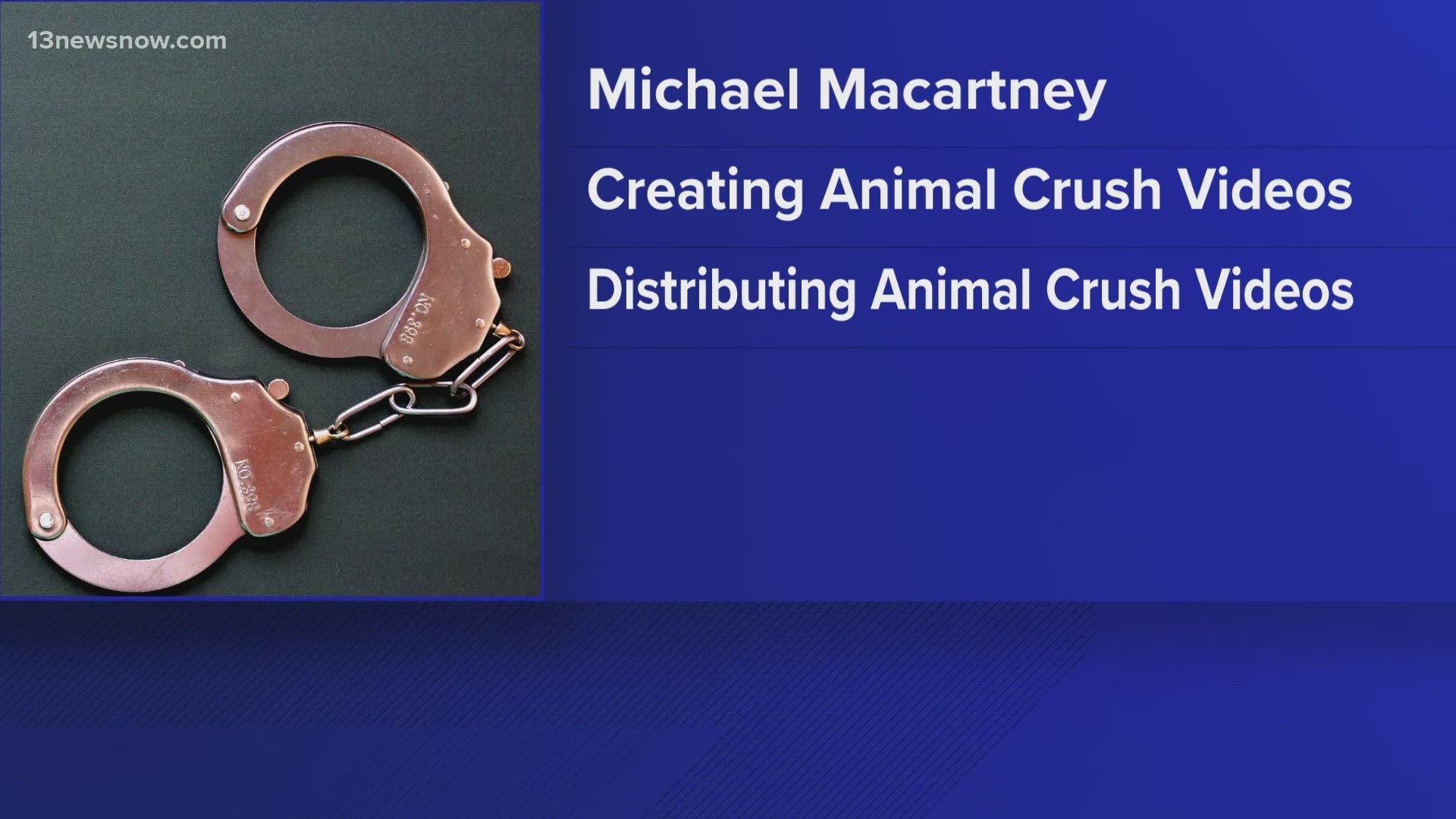 50-year-old Michael Macartney is accused of being part of an international ring that circulated videos of small animals usually monkeys being tortured and killed.