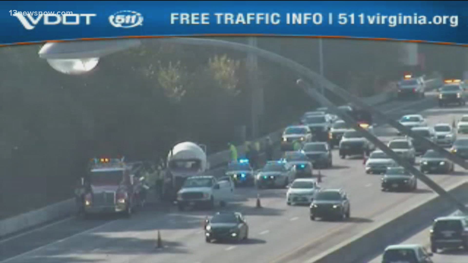 Nobody was hurt when a cement truck tipped onto its side, but around 4 p.m. on October 7, the backups were about four miles long on I-264.