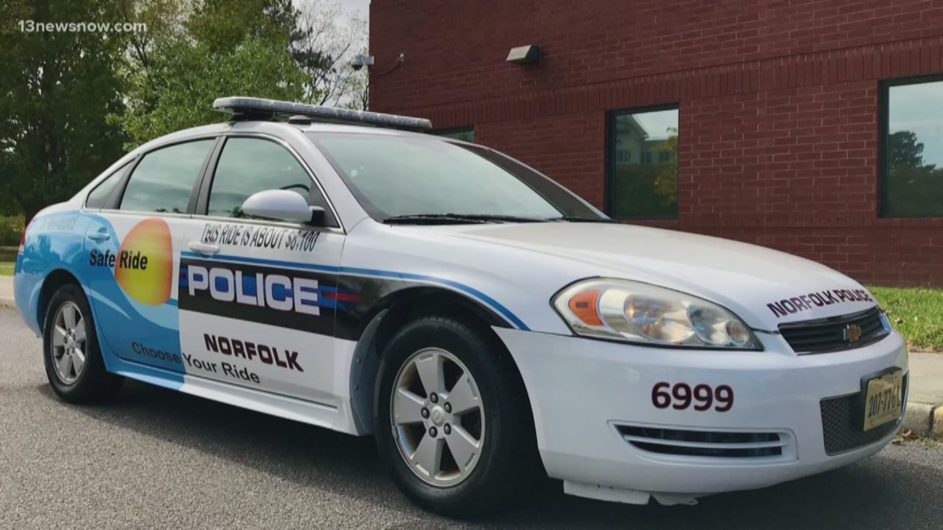 The police taxi is a rolling billboard for a 'Don't Drink and Drive' campaign. It was donated by Coastal Taxi. It won't operate as a police cruiser or a taxi.