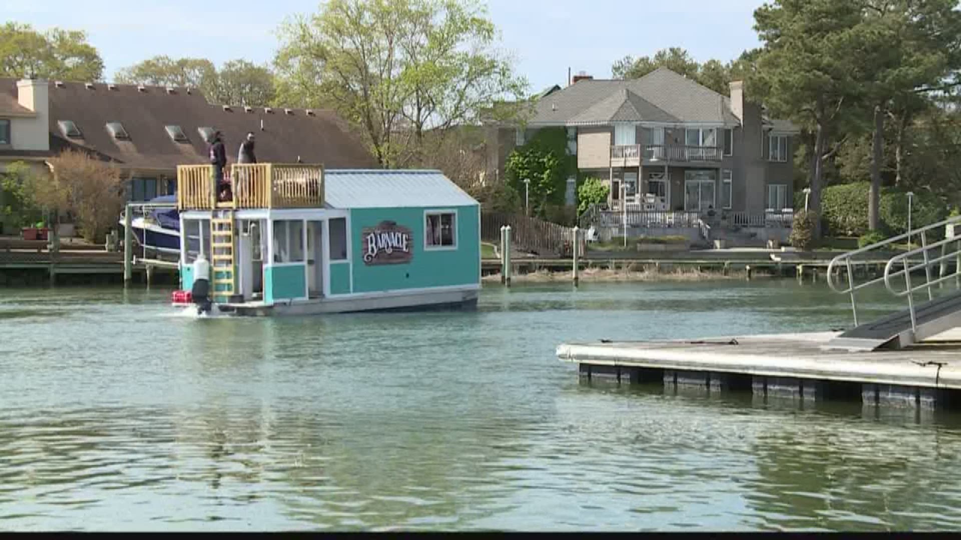 It looks like a party boat, but in reality, it's more like a floating food truck.