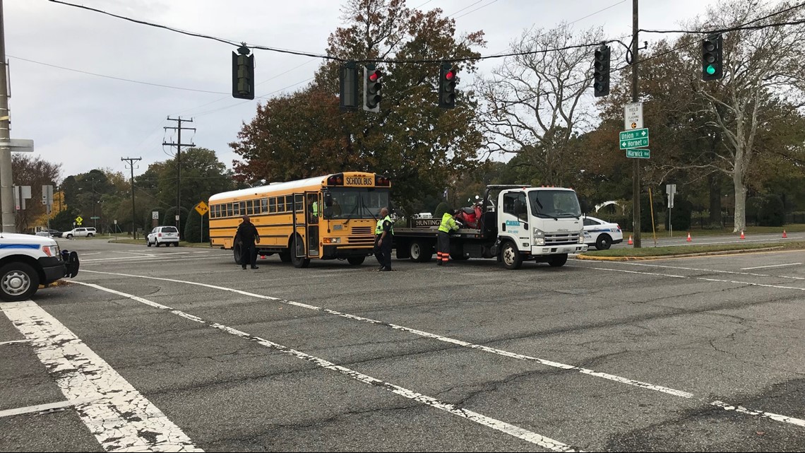 Two injured after school bus hits moped in Newport News | 13newsnow.com