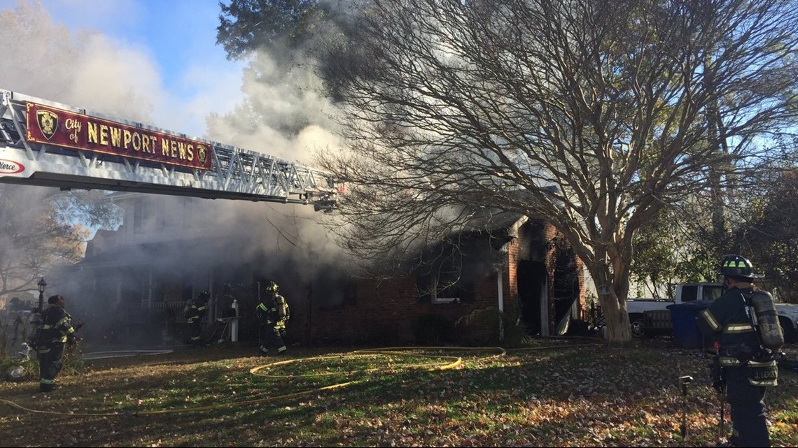 Wind causes difficulty for Newport News firefighters battling house