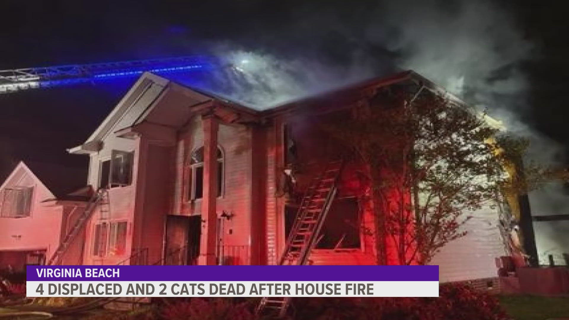 Officials say no one was hurt but two cats died.