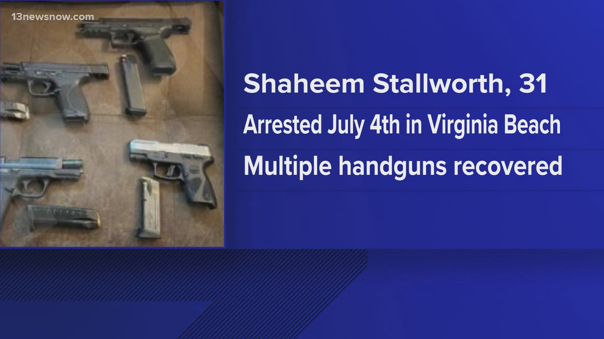 Shaheem Stallworth, 31, was charged by Virginia Beach police with several offenses, including having a firearm near a school.