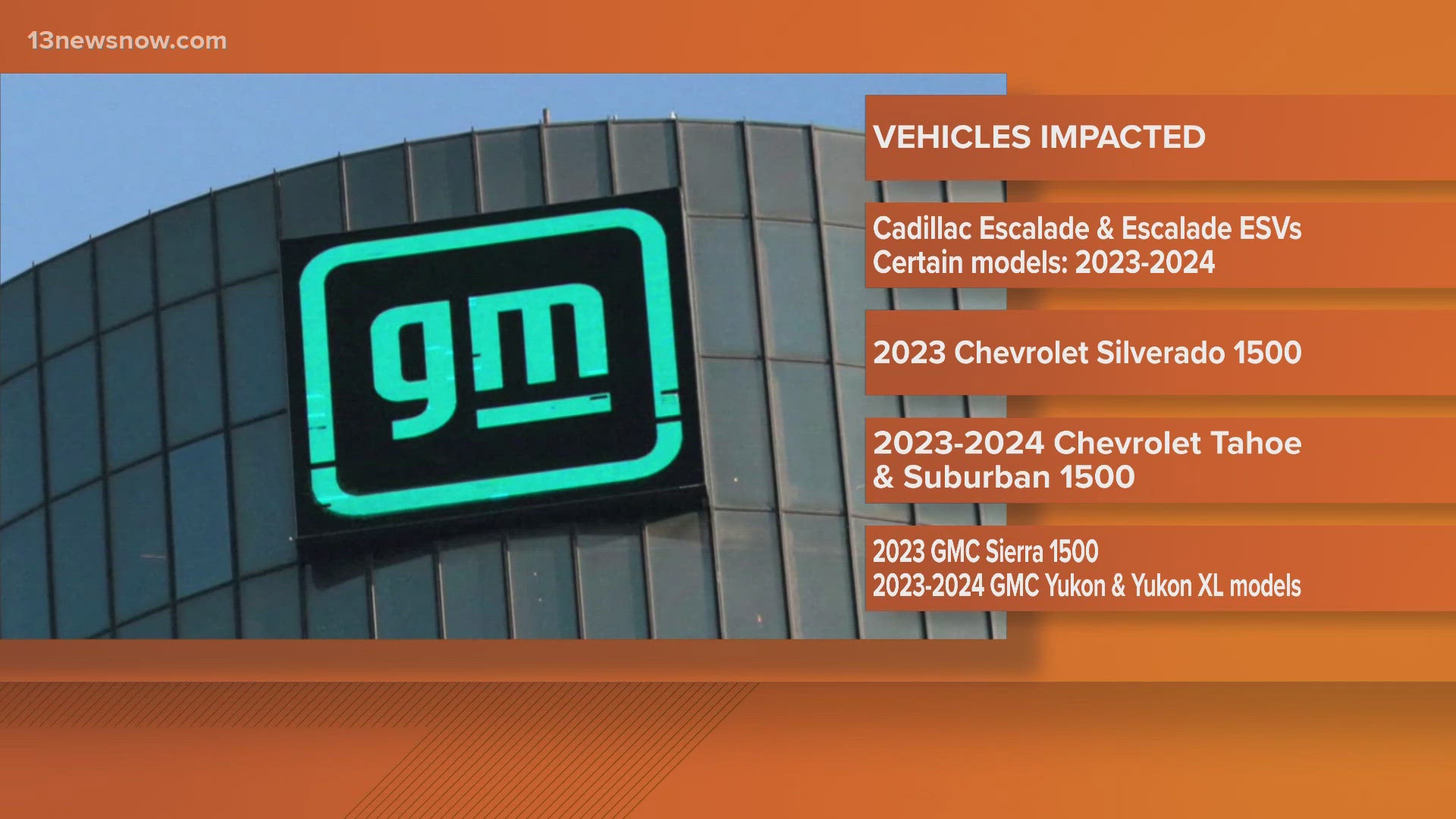 GM recalling over 449,000 SUVs and pickup trucks | 13newsnow.com