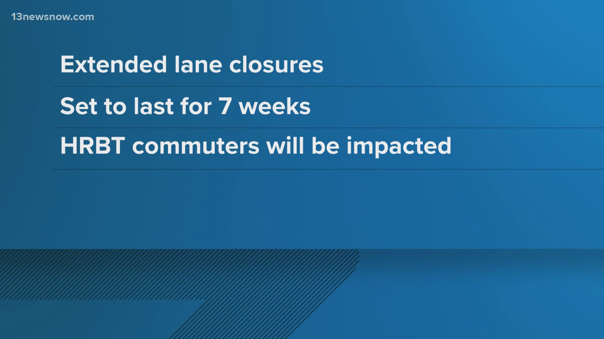 Starting Monday VDOT will begin extended lane closures of the I-64 reversible express lanes in Norfolk.