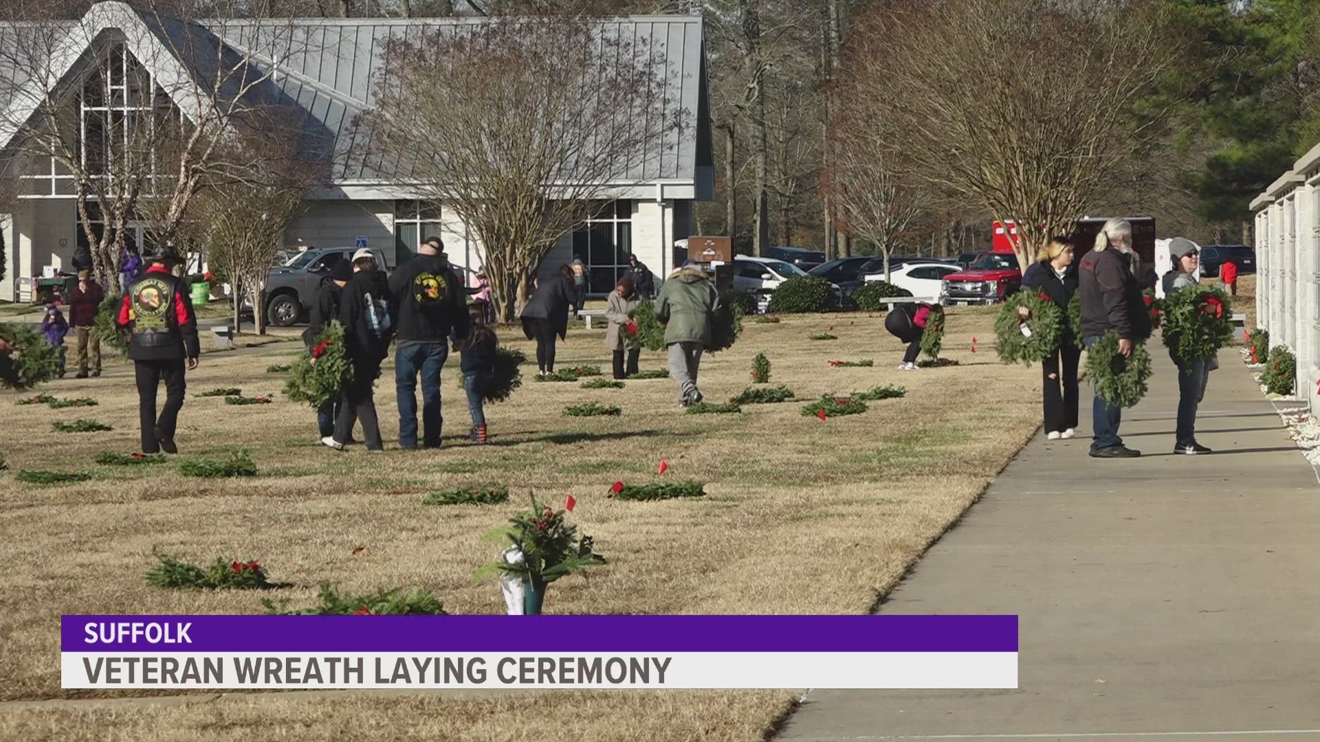 Nearly 13,000 wreaths were placed in front of headstones at the cemetery located on Milners Road.