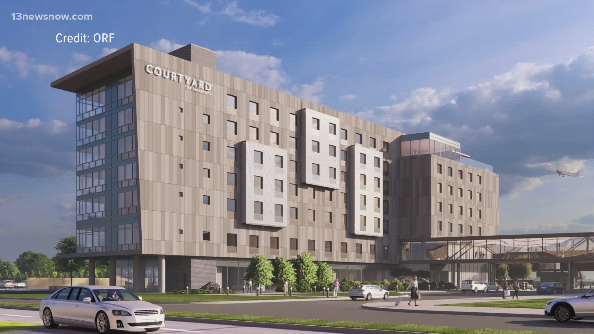 Airport officials say the proposed hotel, a seven-story Courtyard Marriott, is set to feature a fitness center, meeting rooms and a rooftop bar.