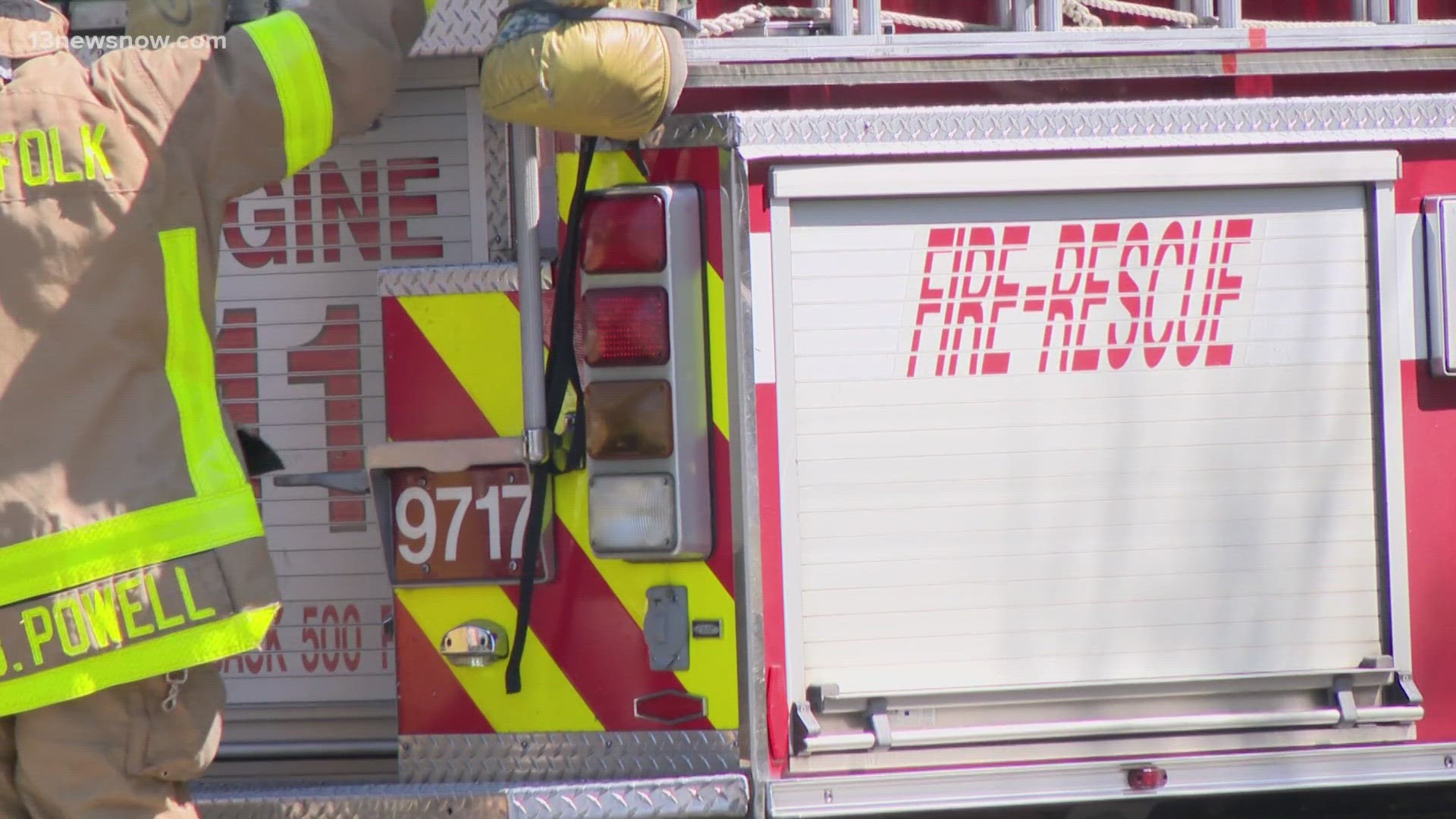 The fire threatened buildings near the Lafayette River.