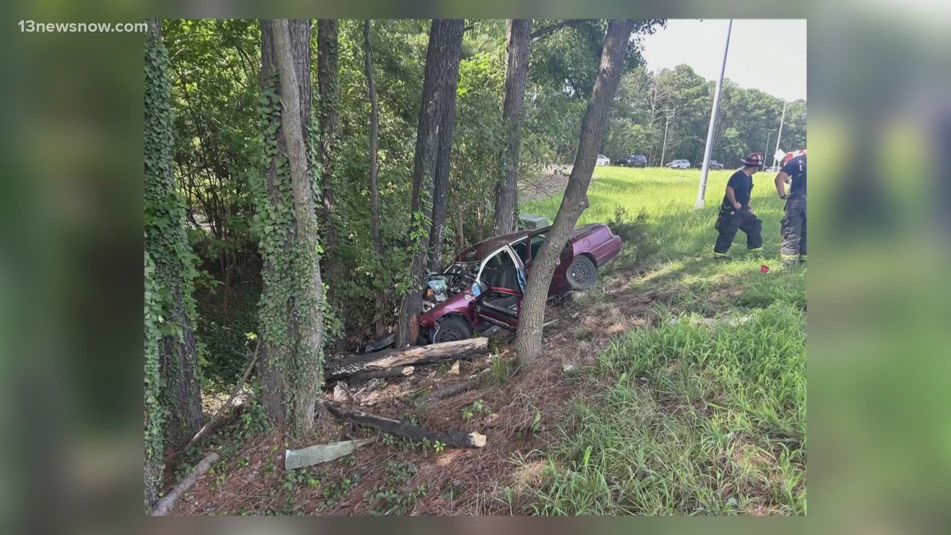 A woman has died after a single-car crash on I-664 north near Power Plant Parkway Tuesday morning, according to Virginia State Police.