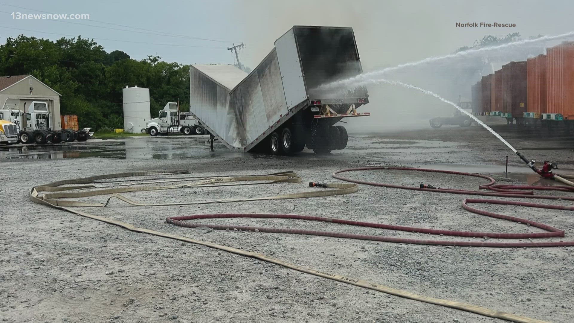 Multiple fire departments are keeping a truck fire contained in Norfolk.