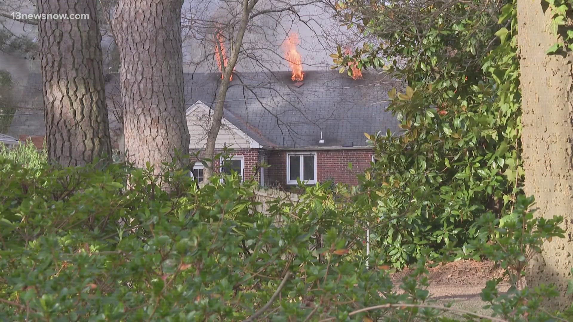 Captain Stacy Himes says that firefighters were dispatched to the 5800 block of Granby Street for a report of a house fire around 7:45 a.m. on Friday.