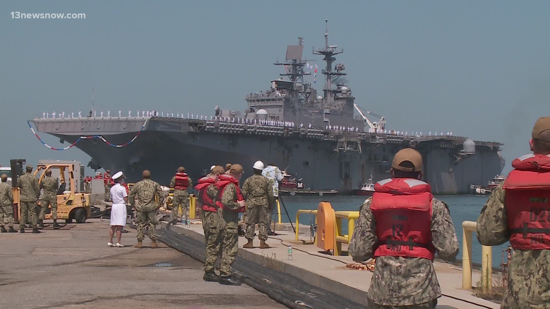 Sailors and Marines aboard the USS Bataan were welcomed home by family and friends.
