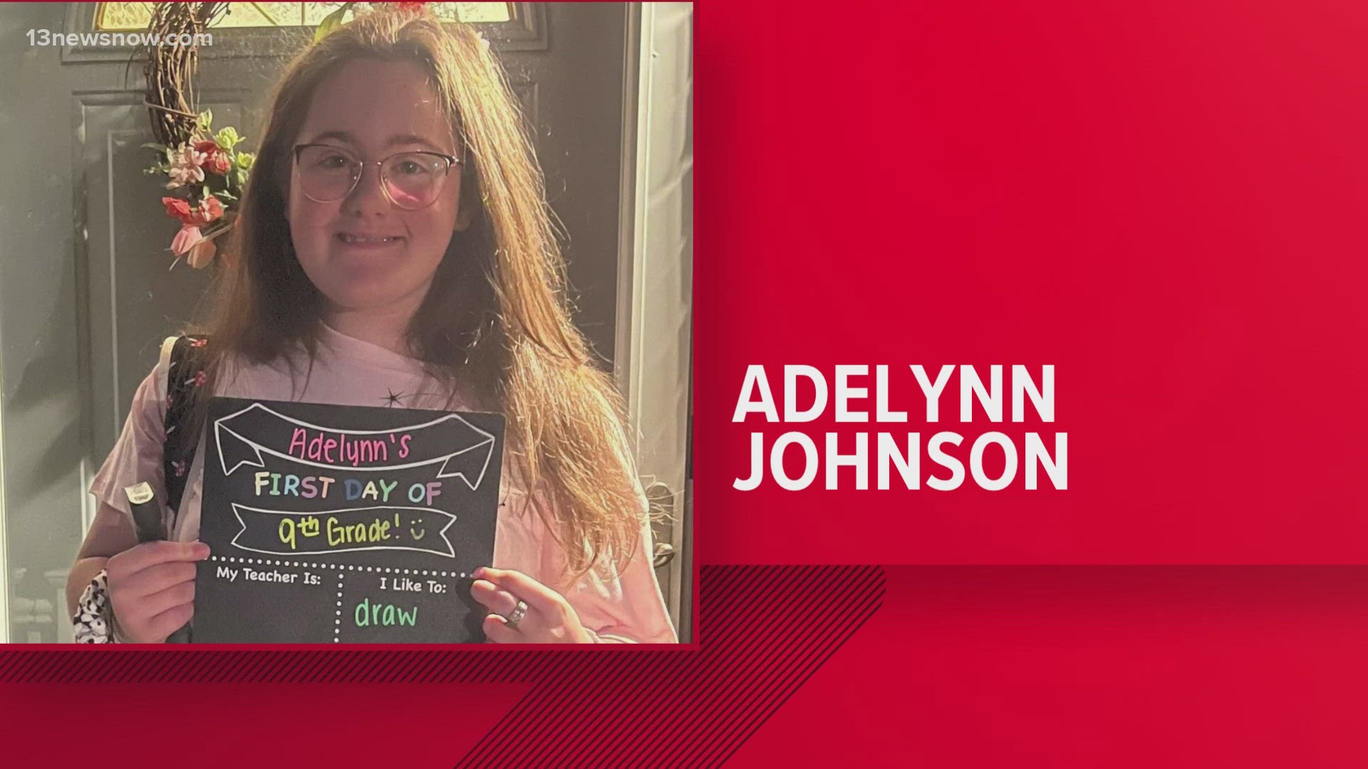 Adelynn Johnson was reported missing Tuesday afternoon. JCC police say she left her home on Colony Point Road near Jamestown Road unexpectedly between 6 to 9 a.m.