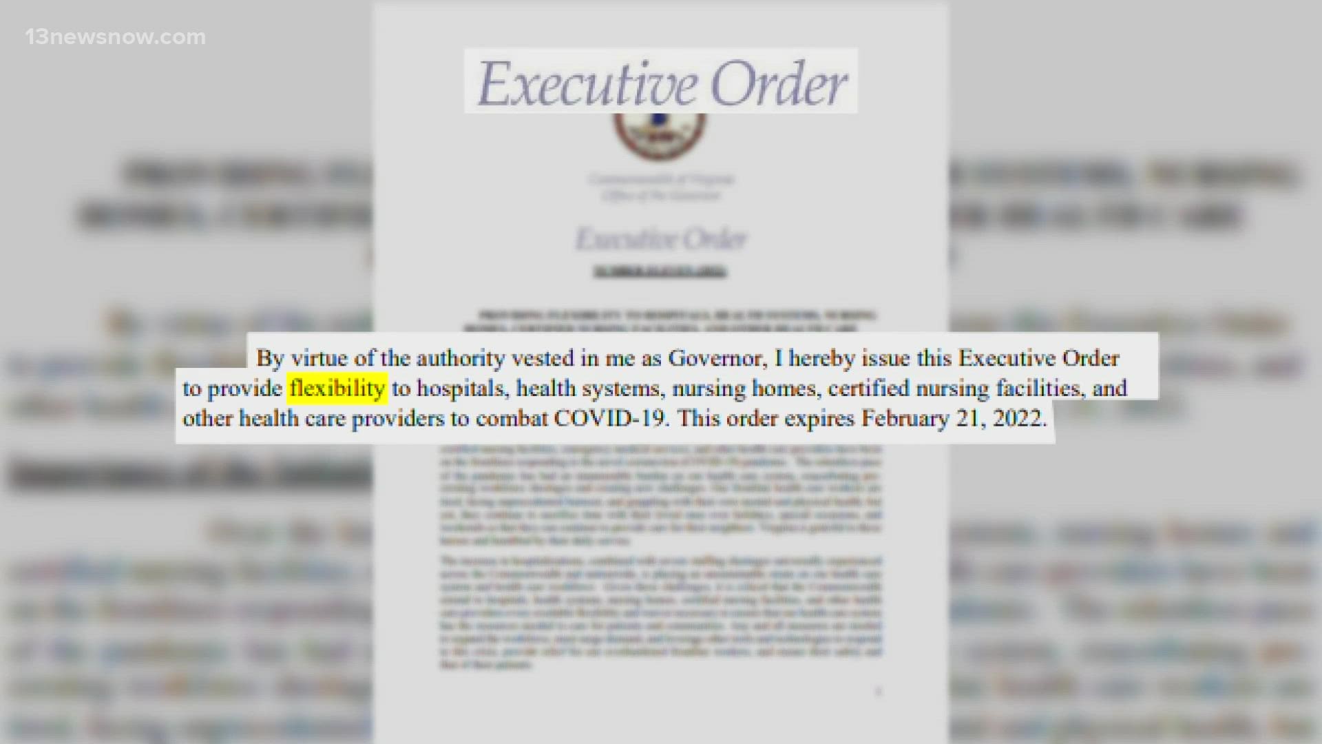 Executive Order 16 helps hospitals tackle staffing, patient care issues and more. It will last until March 2022.