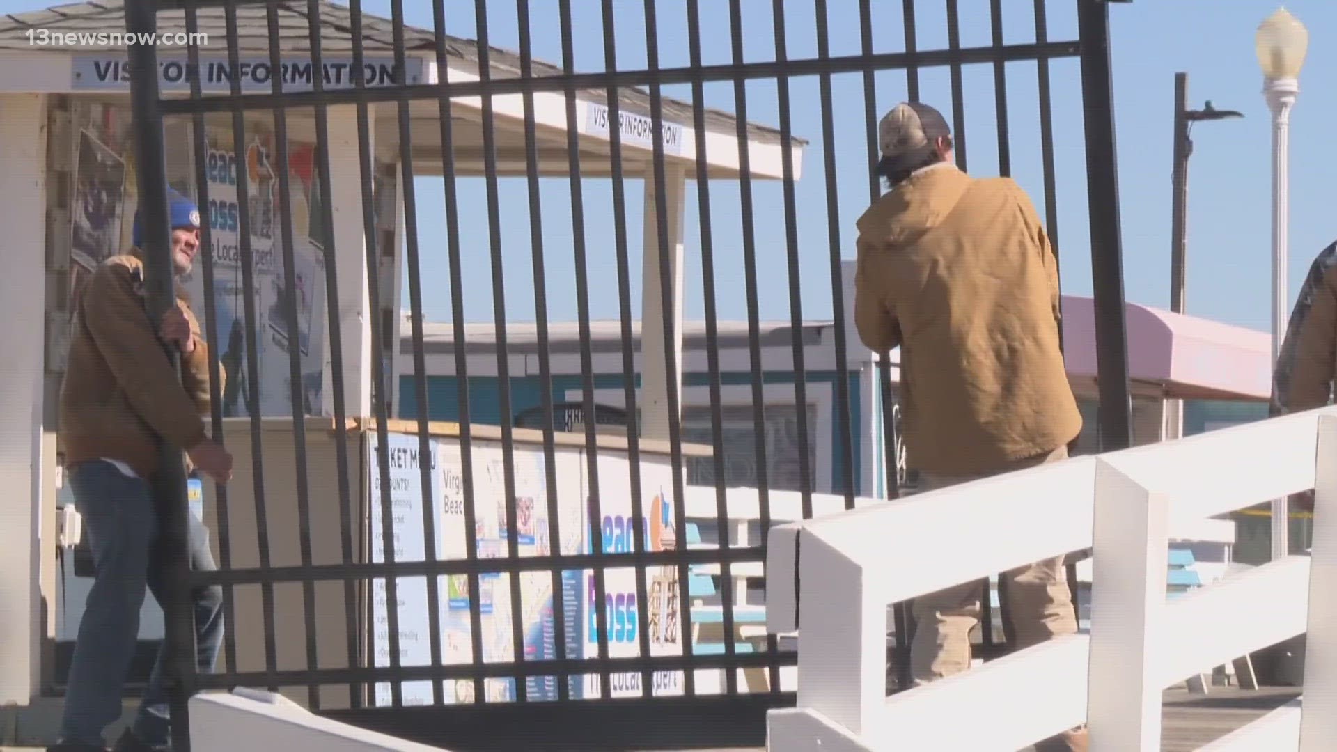 Nearly a week after a person drove off the 14th Street Fishing Pier in Virginia Beach, crews are beginning repair work.