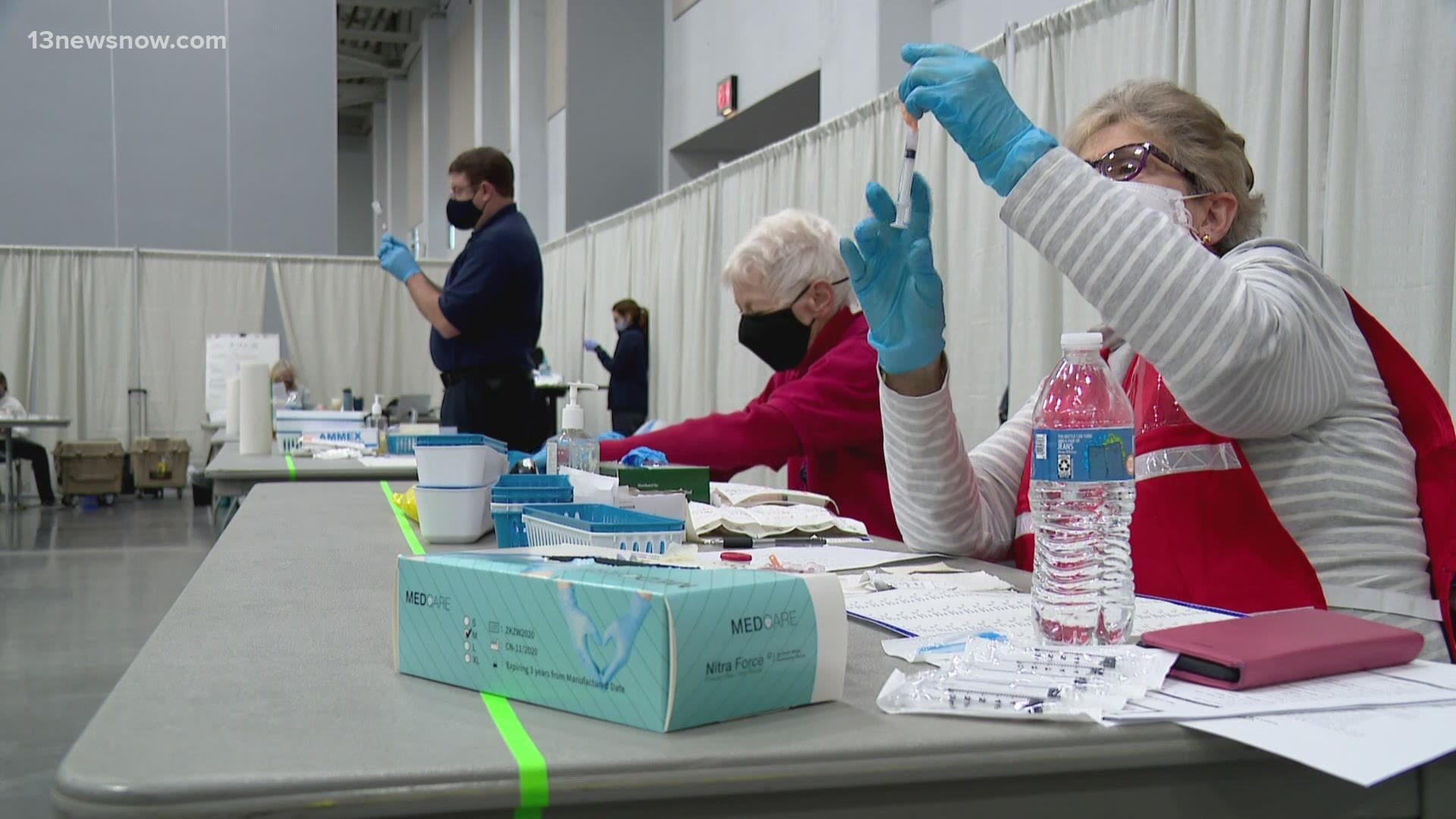 After winter storms delayed vaccine shipments, Virginia Beach borrowed 2,000 doses from Sentara Healthcare to fulfill its scheduled vaccination appointments Monday.