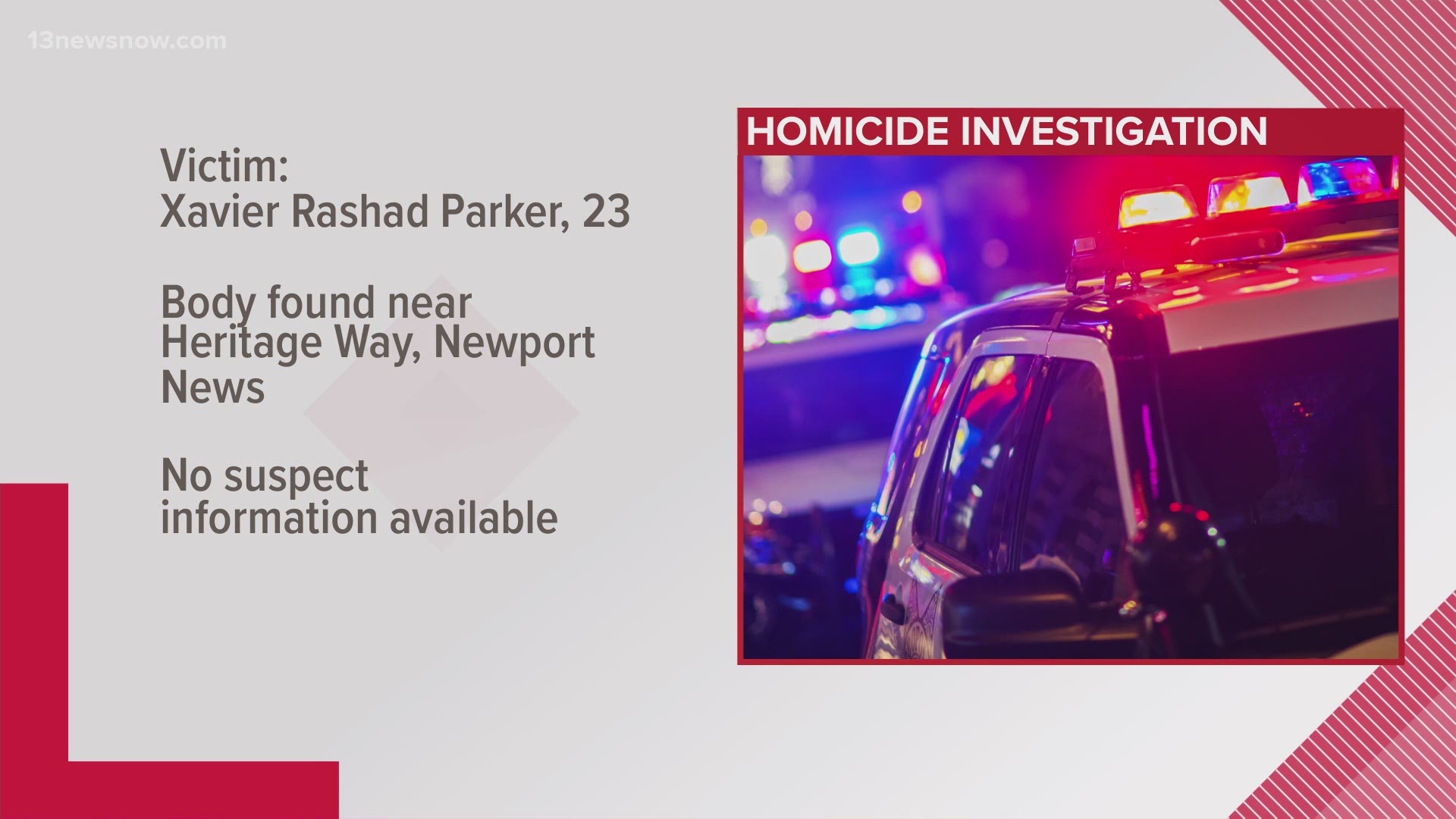 Officers found a man dead from at least one gunshot wound on September 26, 2020. He was just identified as 23-year-old Xavier Parker.