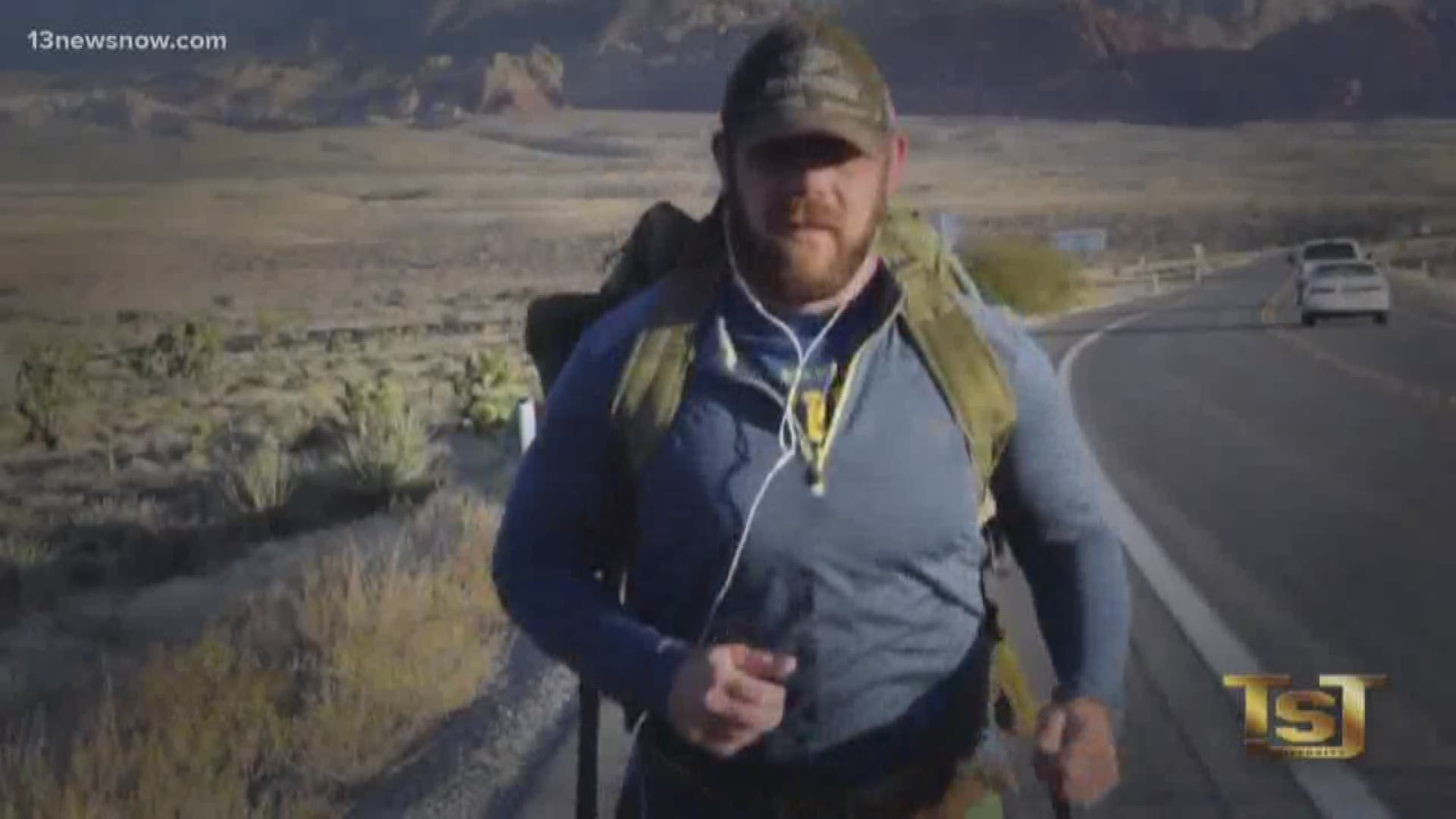 Marine Corps veteran TShane Johnson leaves from New York to walk 1,100 miles to Florida. He's on a mission to help veterans thrive after military service.