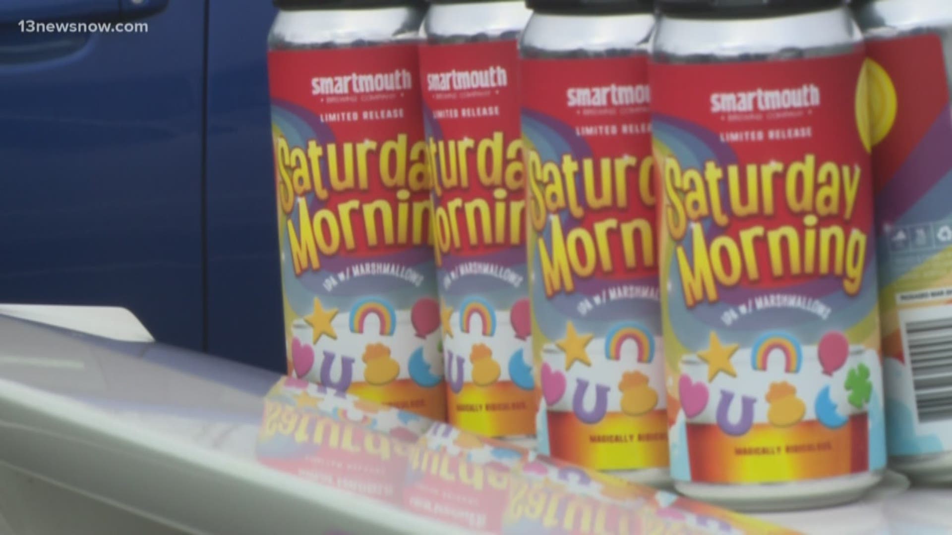 The line was wrapped around the block as people waited eagerly to try Smartmouth Brewing's Lucky Charms-themed 'Saturday Morning' IPA.