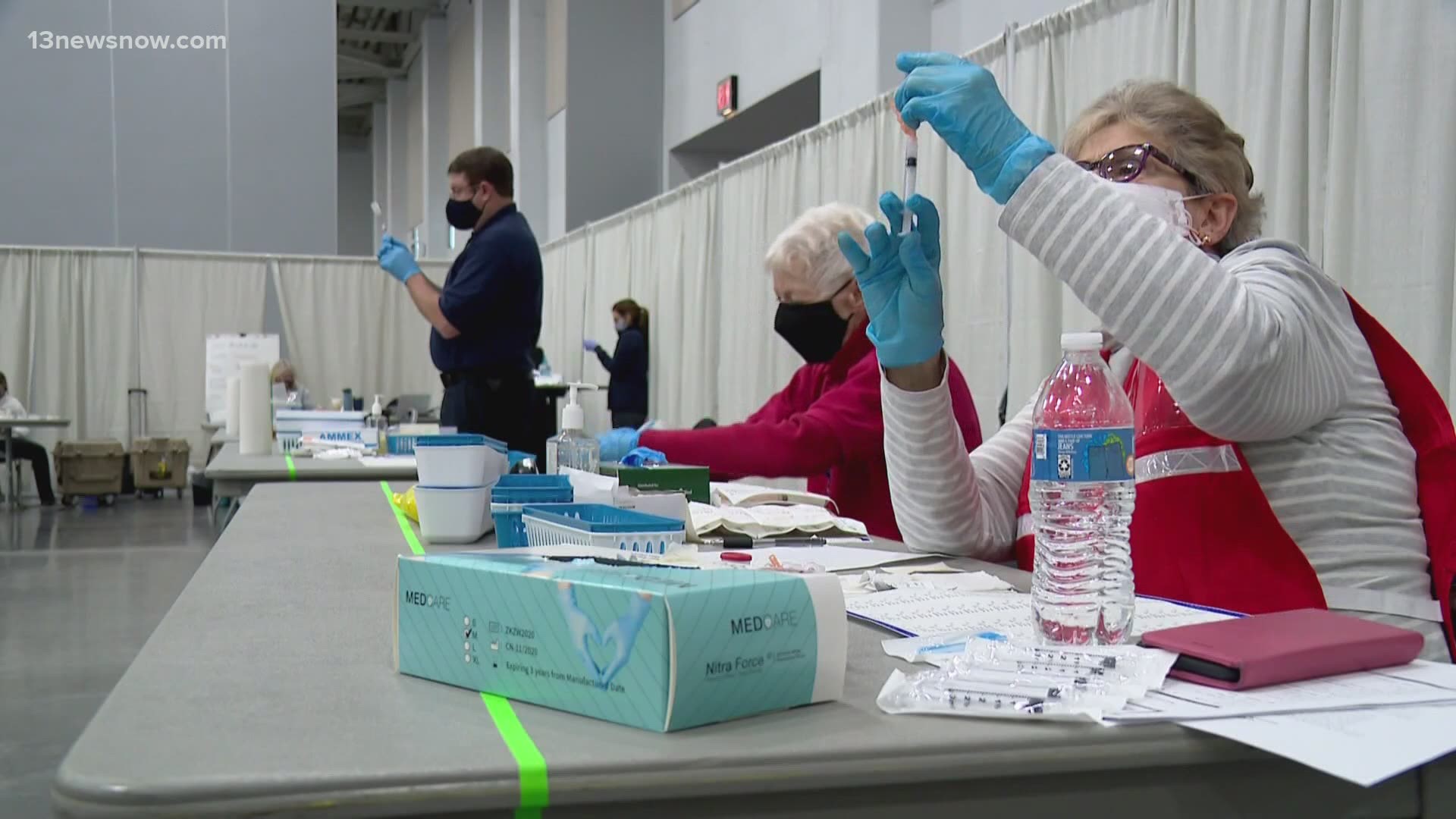 Virginia Beach has a "critical need" for volunteers to help administer the COVID-19 vaccine at its mass clinic at the convention center.