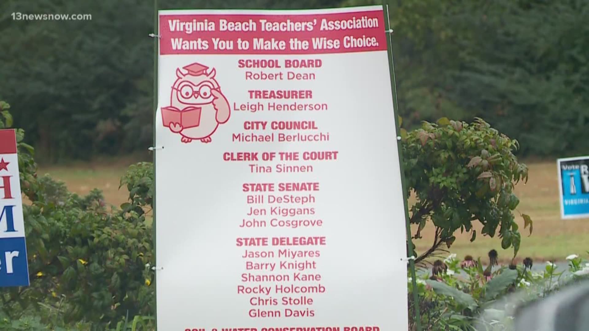 Signs popped up around polling places in Virginia Beach last election days. They showed who the "Teachers Association" supported.