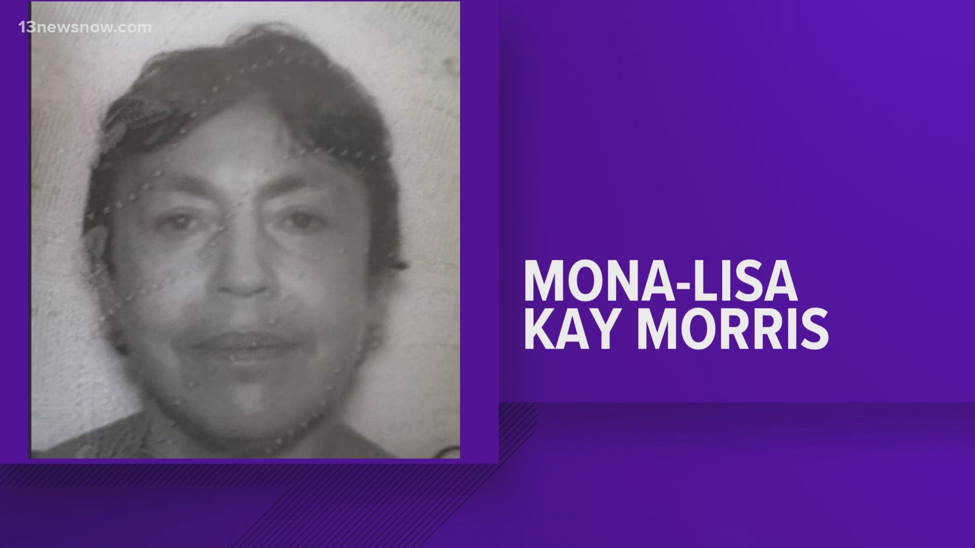 The Portsmouth Police Department is searching for a woman missing since Monday. Mona-Lisa Kay Morris, 52, was last seen in the 1600 block of Jefferson Ave.