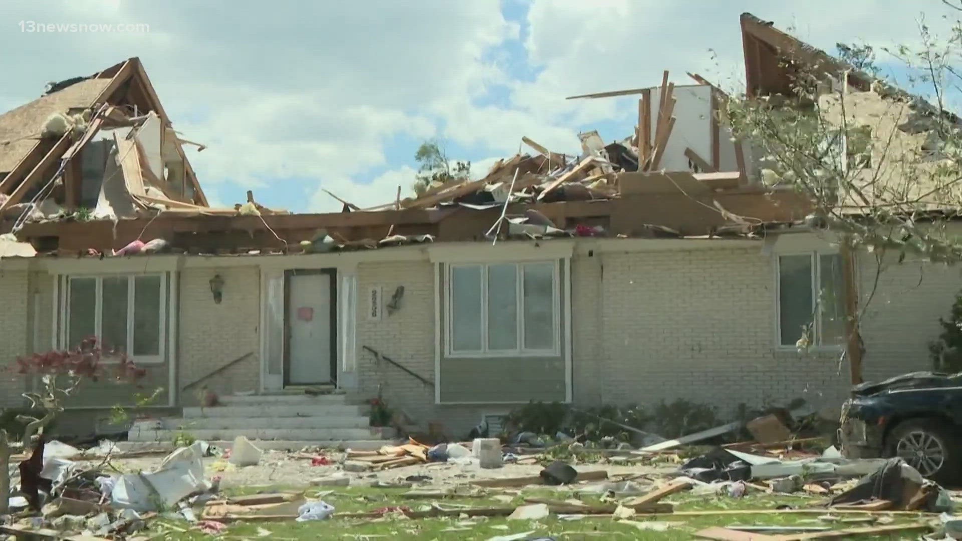 There is still a lot of debris around the Broad Bay Point Greens neighborhood in the Great Neck section of Virginia Beach.