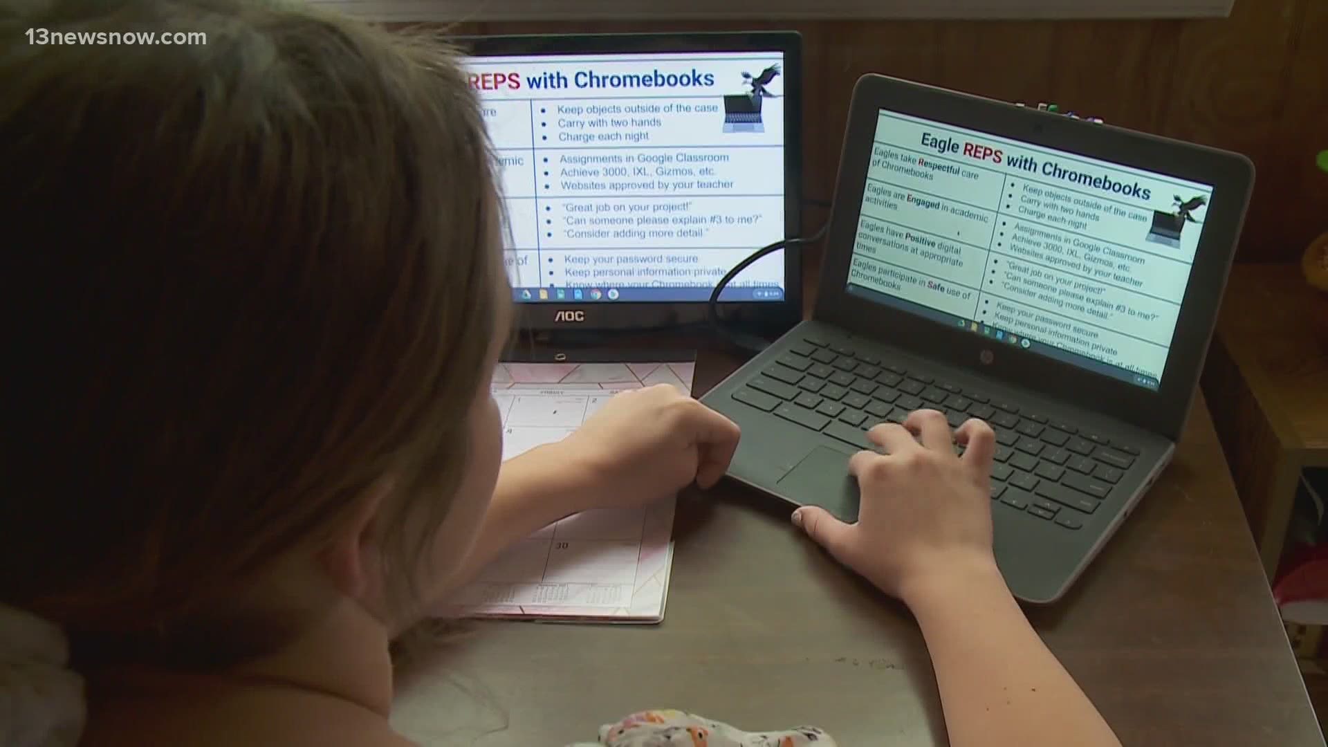 13News Now Madison Kimbro has more from parents on issues they're experiencing on their children's first day of virtual schooling.