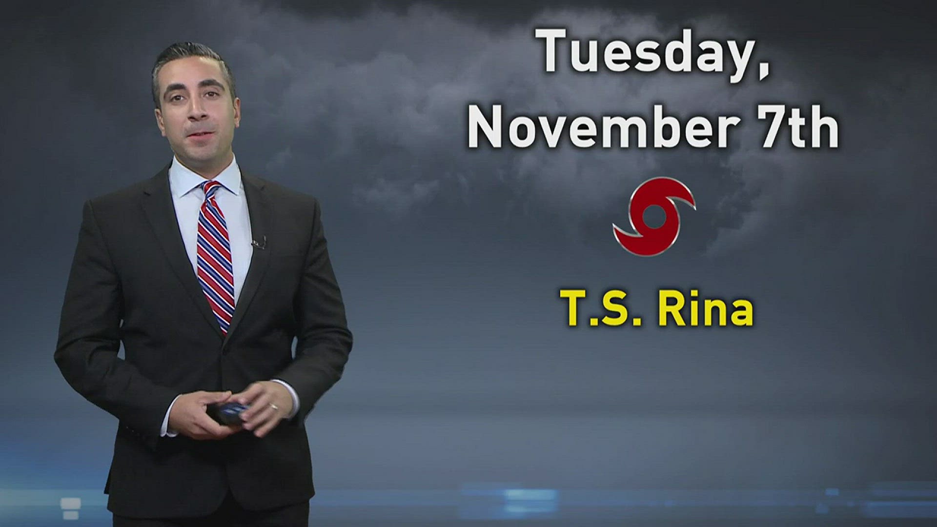 13News Now meteorologist Tim Pandajis on the latest forecast track for the hurricane season's latest storm, Tropical Storm Rina