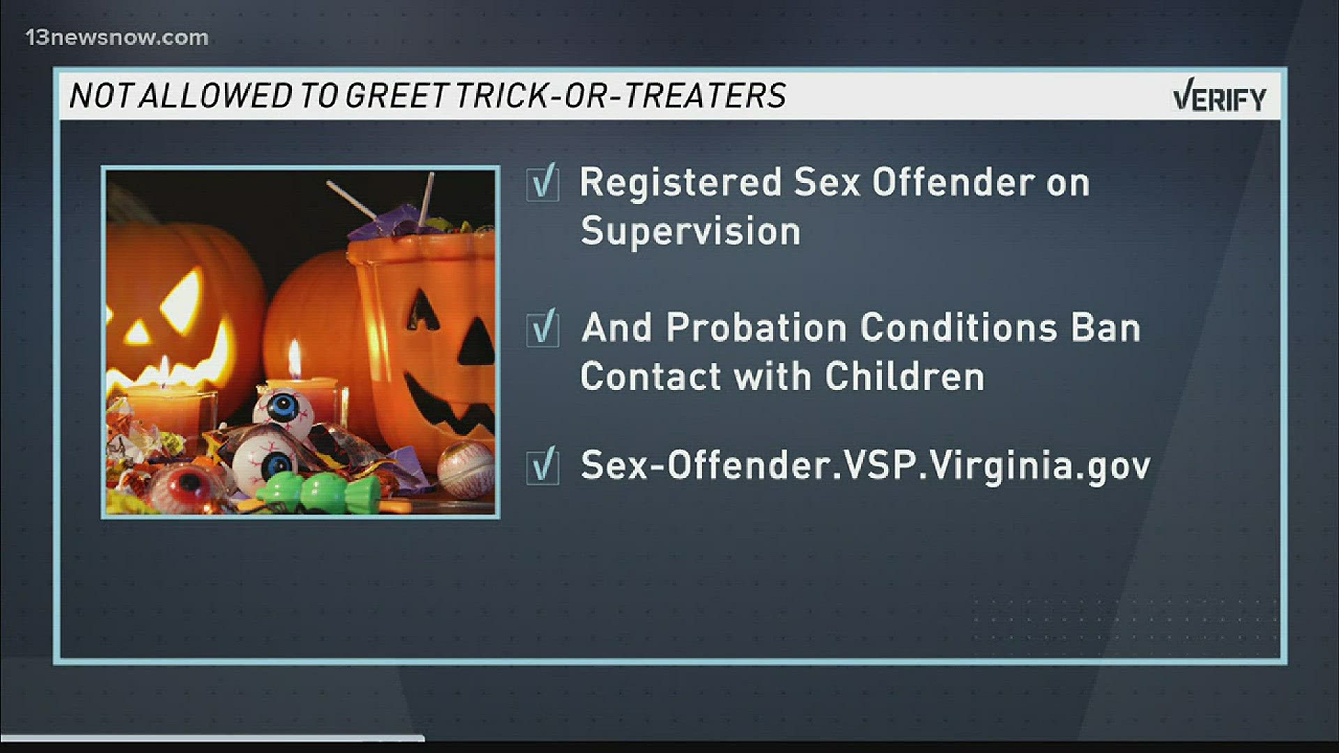 VERIFY: Are registered sex offenders allowed to greet trick-or-treaters in  Va.?