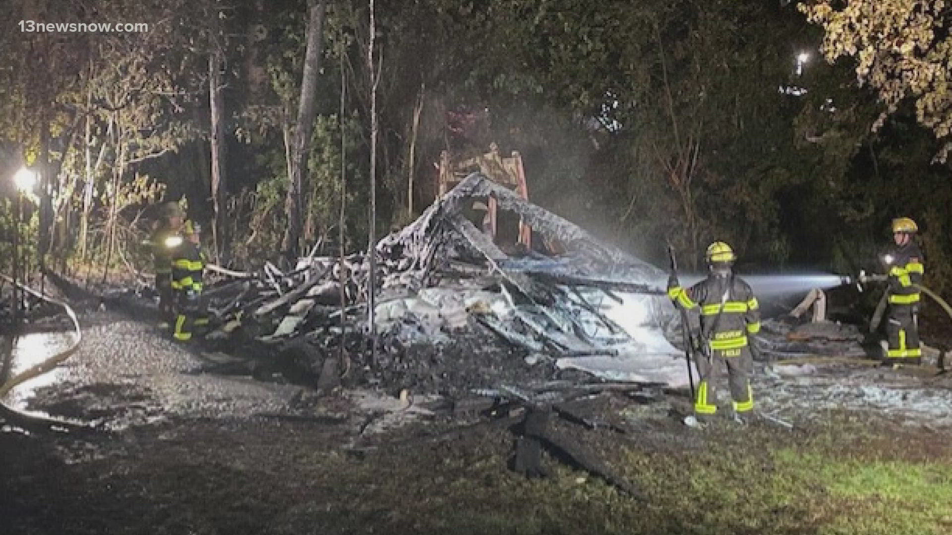 Firefighters in Chesapeake were called to a garage fire on Crossings Court tonight.